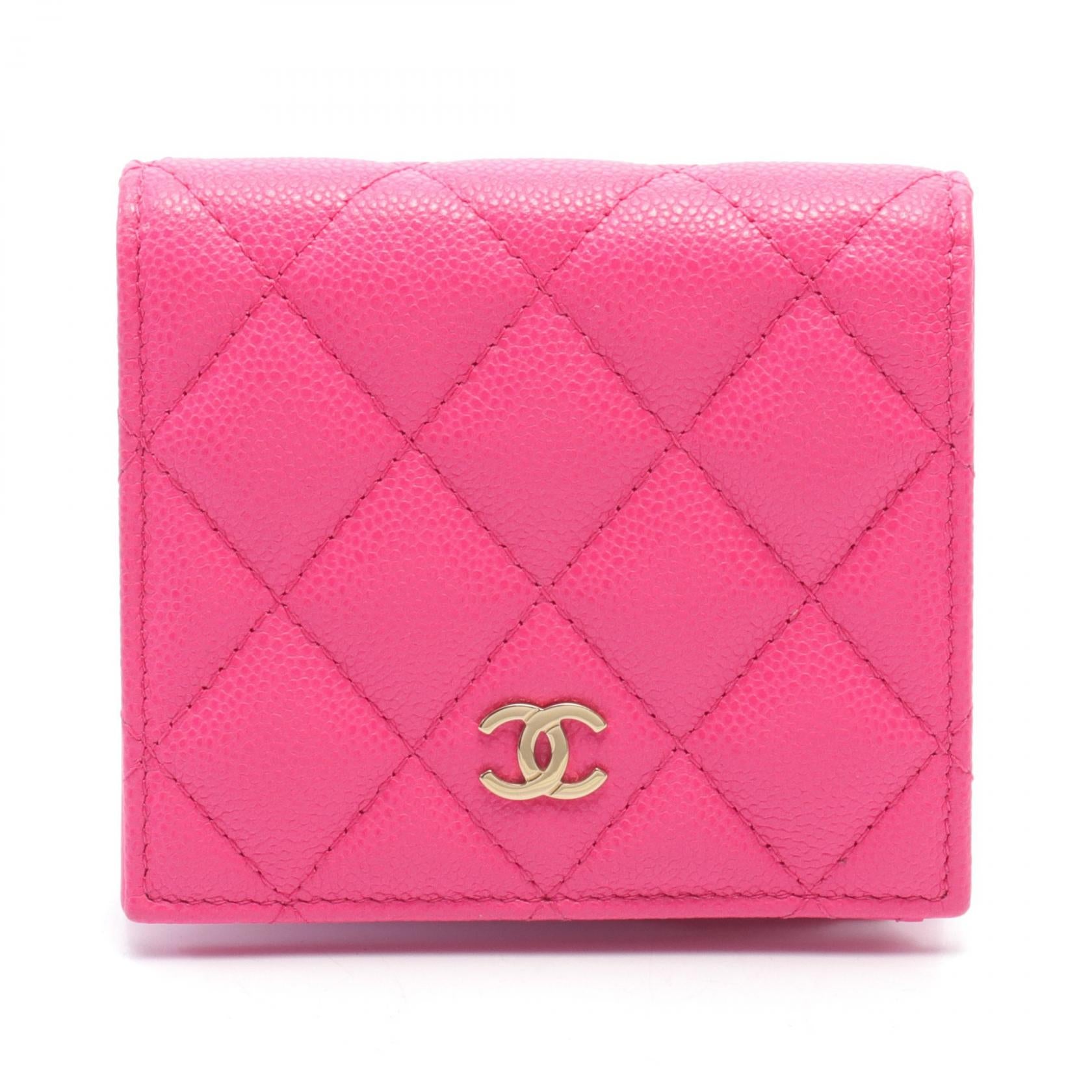 Chanel Matelasse Small Wallet Pink Caviar Leather