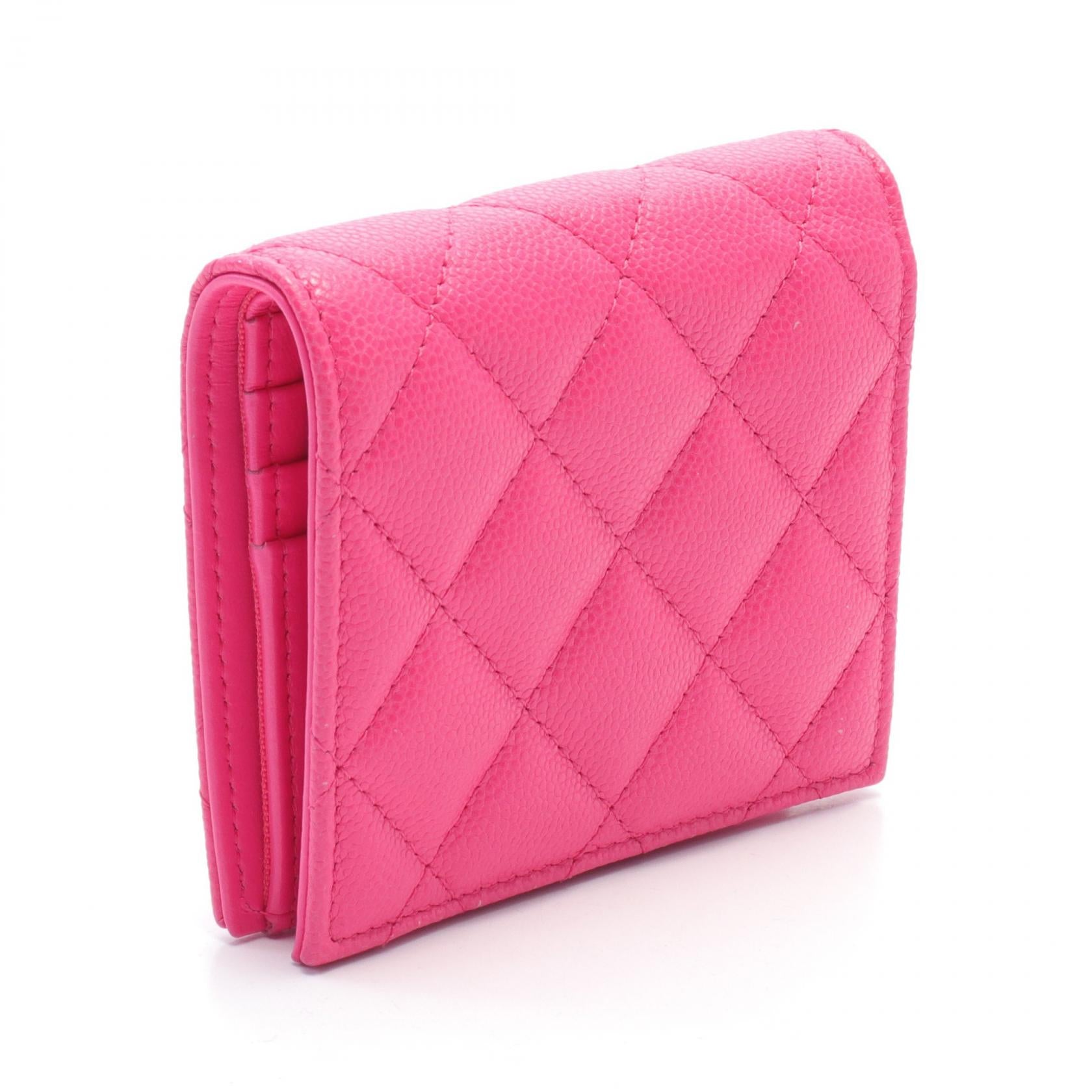 Chanel Matelasse Small Wallet Pink Caviar Leather