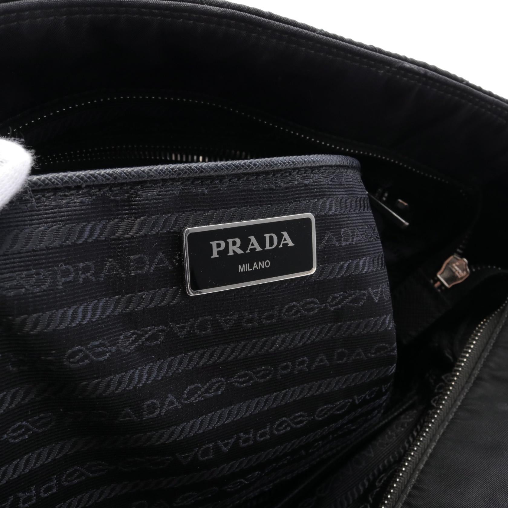 Prada Tessuto Quilted Chain Tote Bag Canvas Tote Bag 1BG017 in Very Good Condition