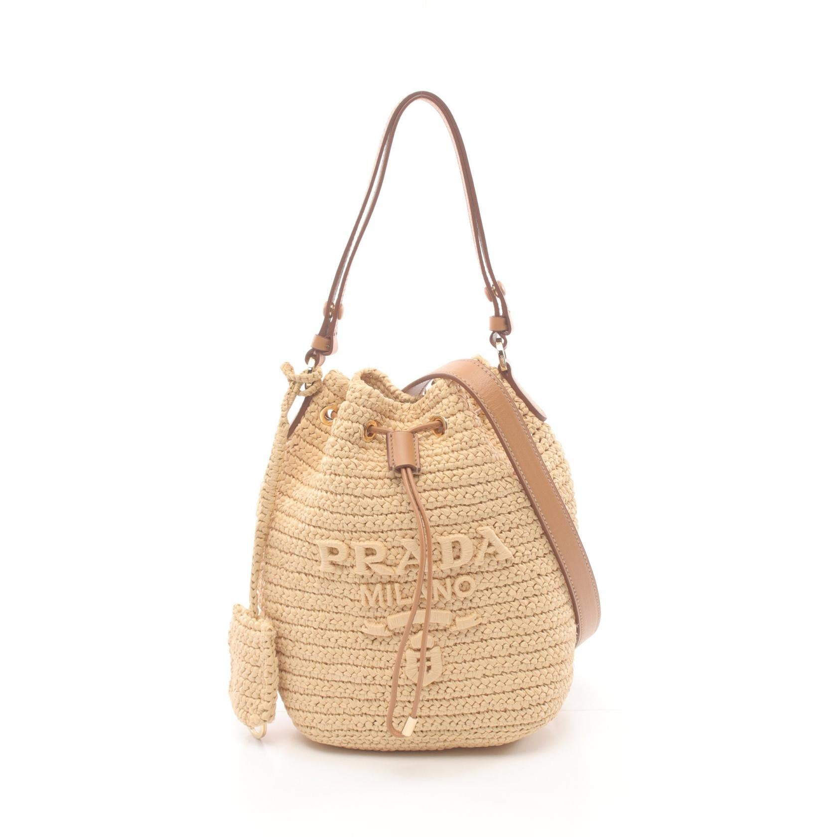 Prada Mini Bucket Bag Leather Raffia