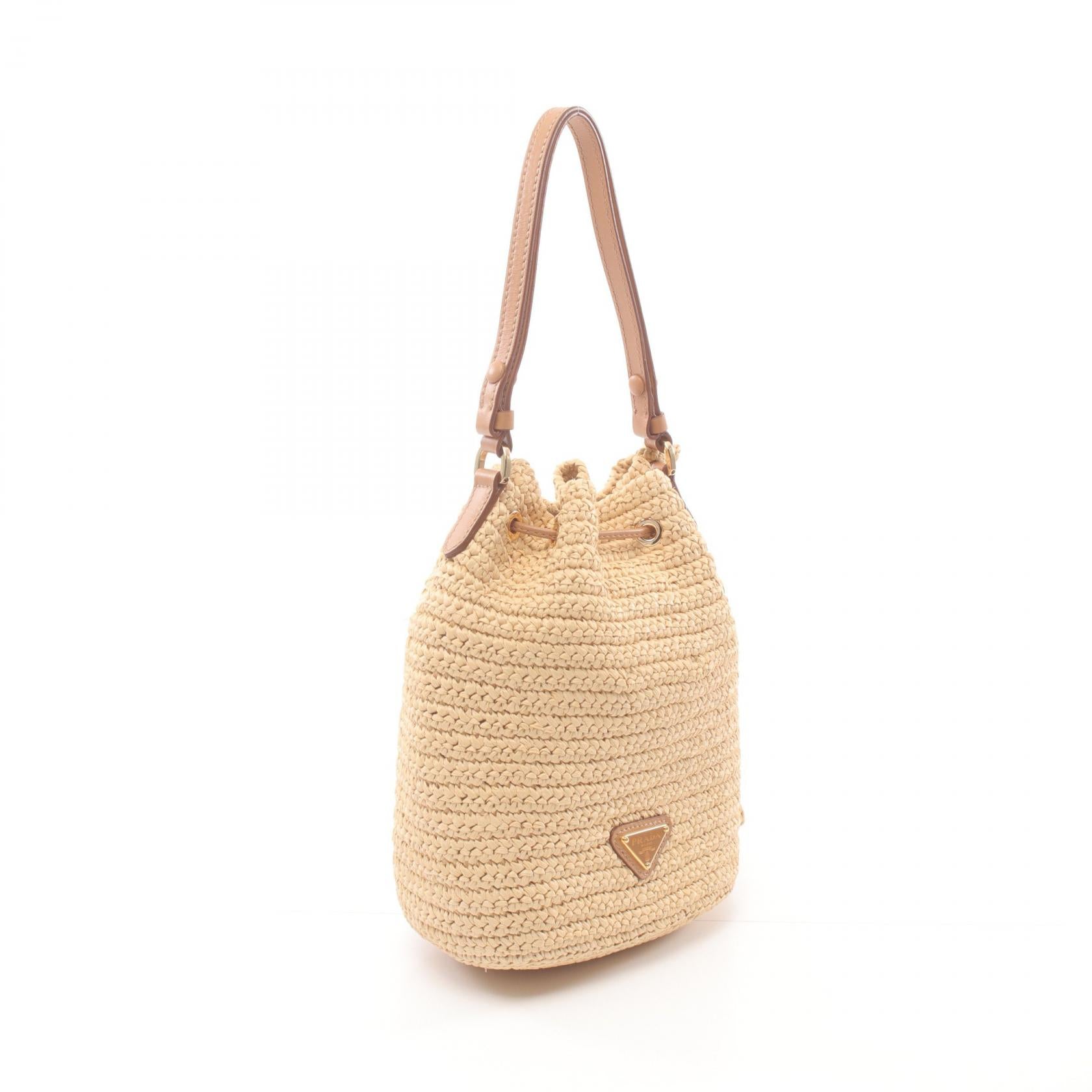 Prada Mini Bucket Bag Leather Raffia