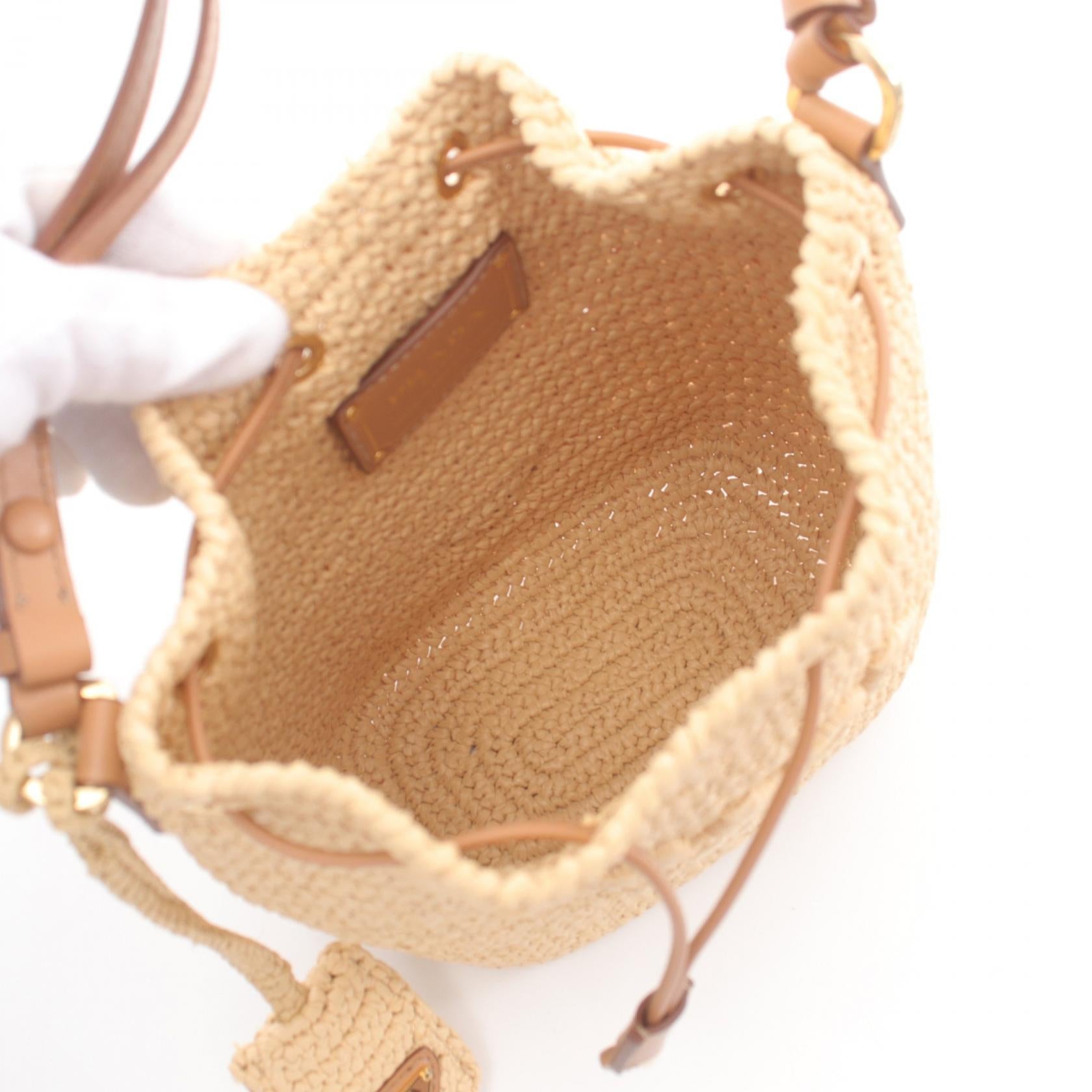 Prada Mini Bucket Bag Leather Raffia