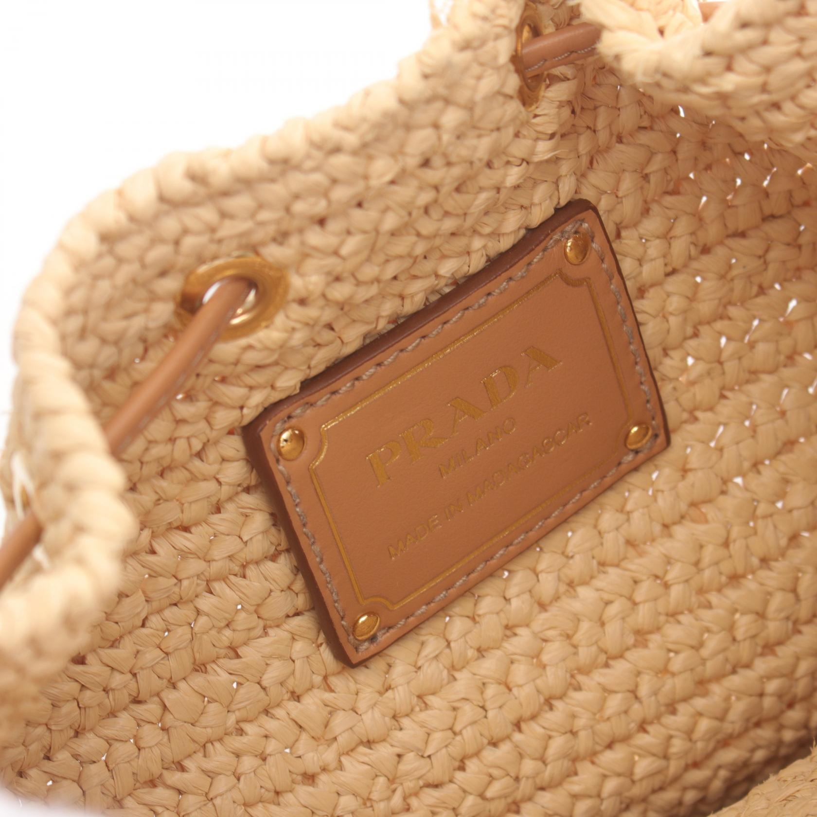 Prada Mini Bucket Bag Leather Raffia