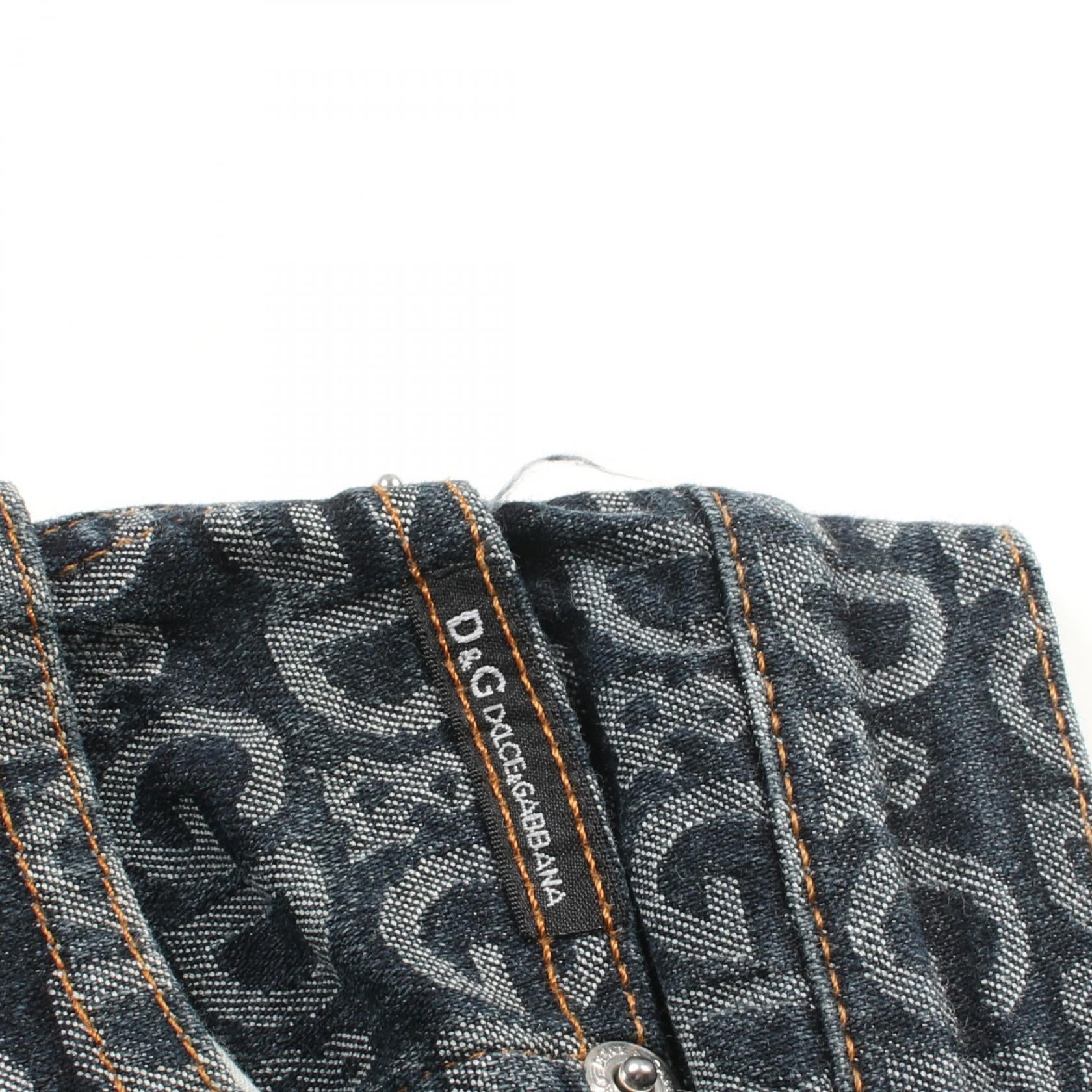 D&G Logo Pattern Denim Pants Cotton