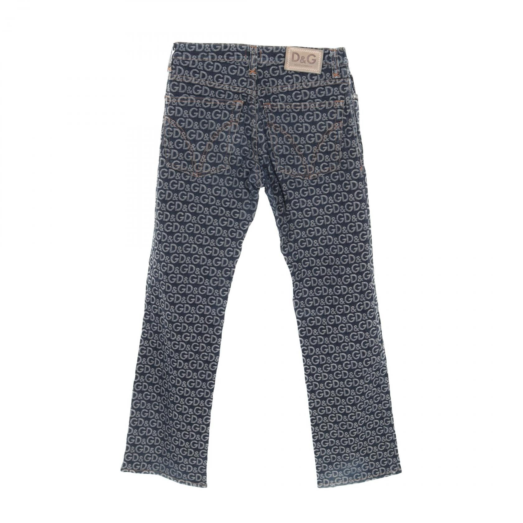 D&G Logo Pattern Denim Pants Cotton