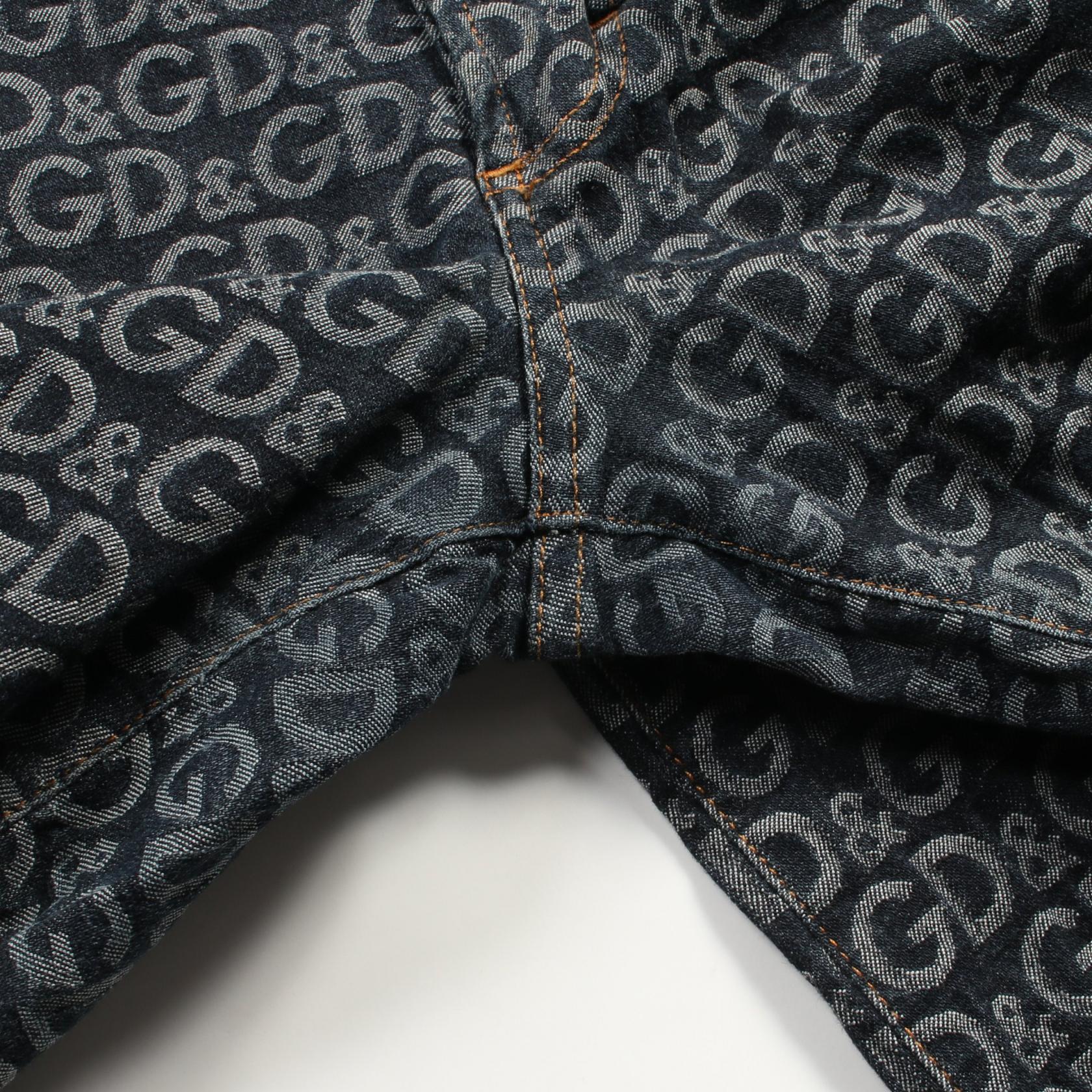 D&G Logo Pattern Denim Pants Cotton