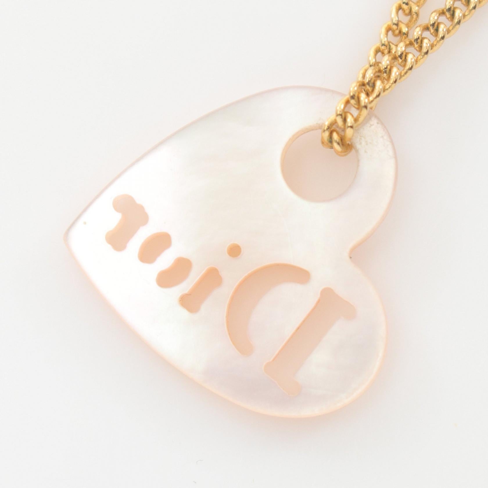 Christian Dior Heart Logo Necklace Gold Plated