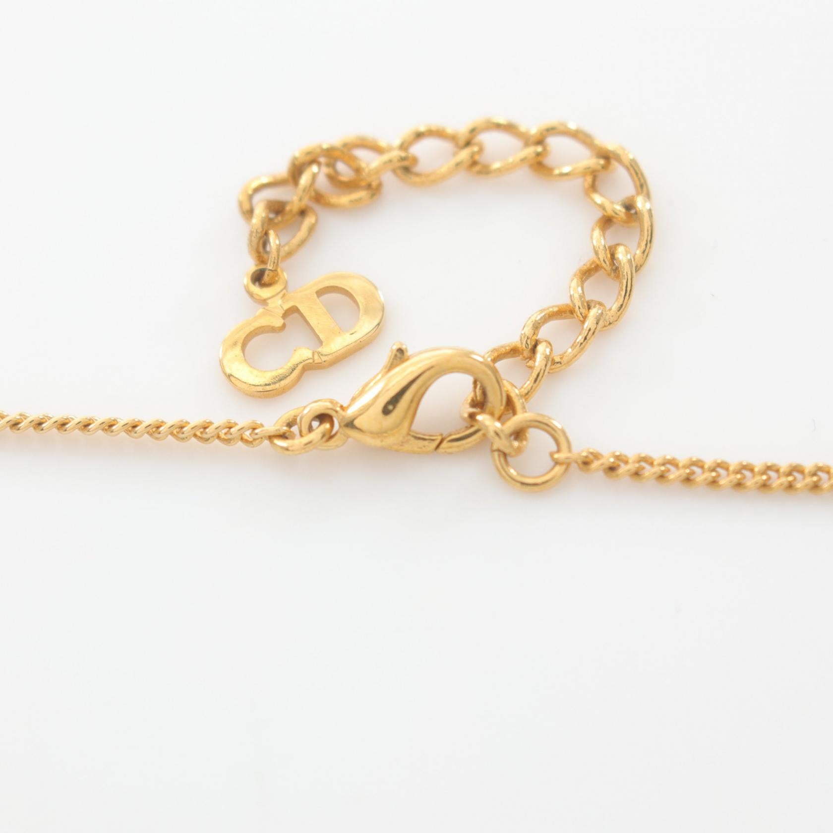 Christian Dior Heart Logo Necklace Gold Plated