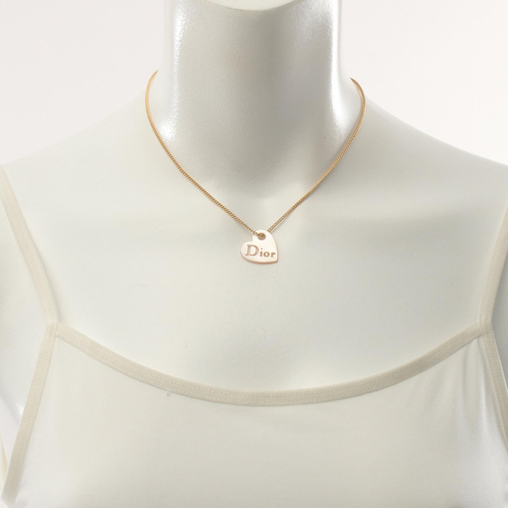 Christian Dior Heart Logo Necklace Gold Plated