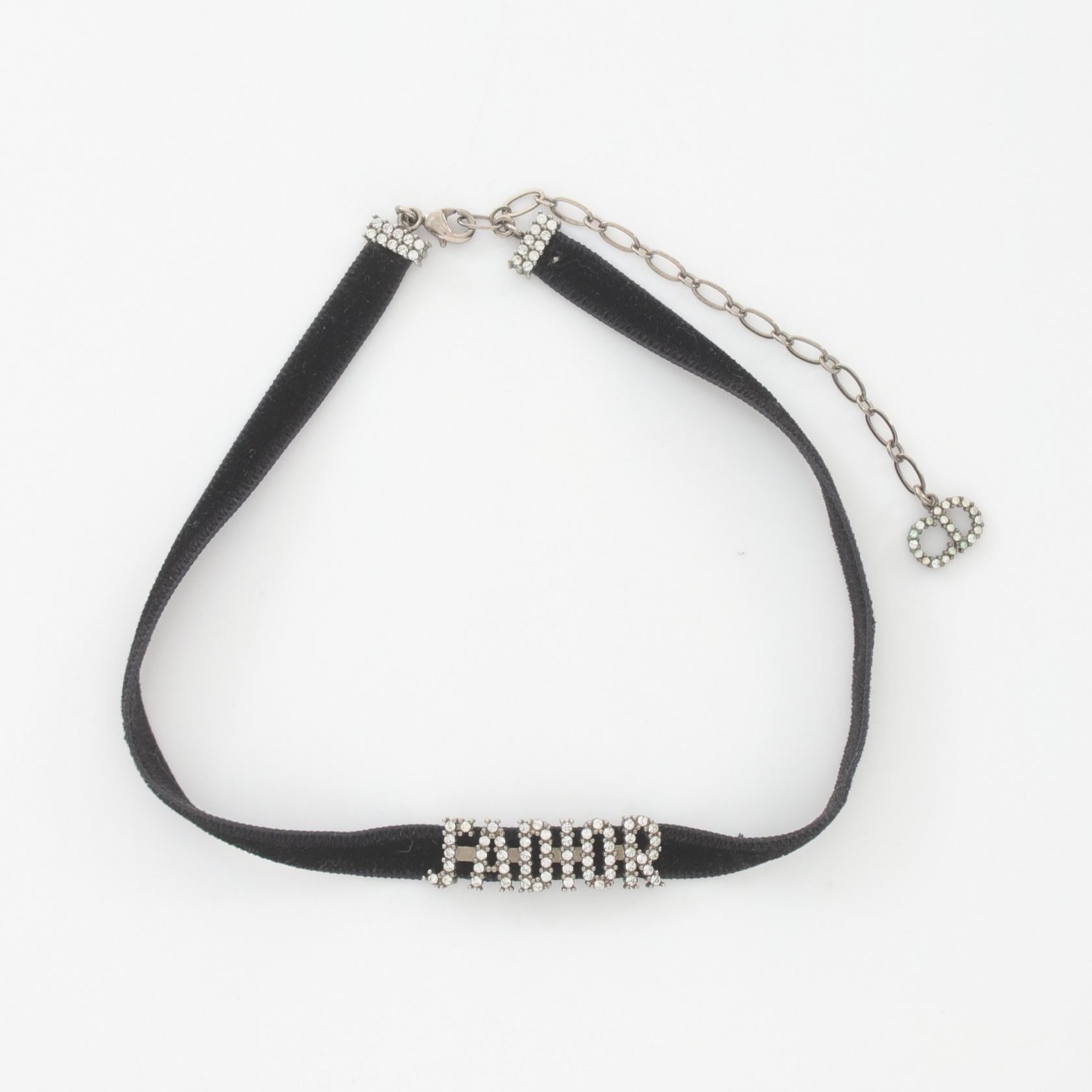 Dior J'ADIOR Choker Stainless Steel Velour Rhinestone