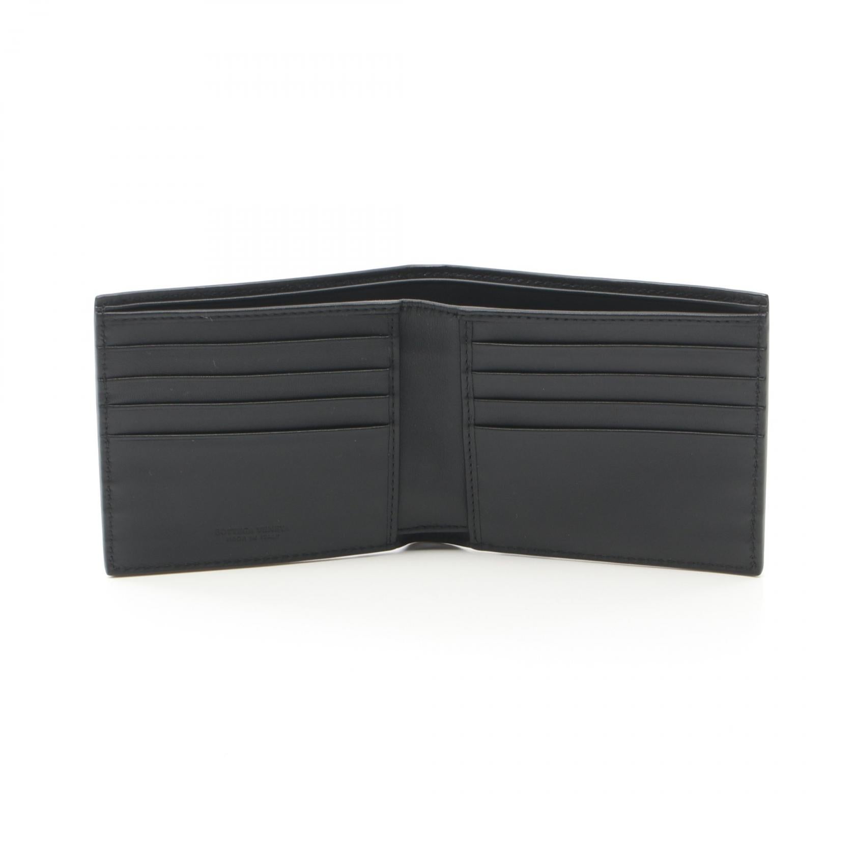 Bottega Veneta Leather Intrecciato Wallet Black