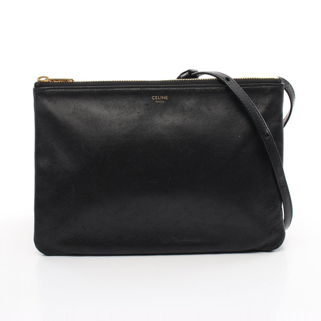 Celine Trio Large Leather Shoulder Bag Black