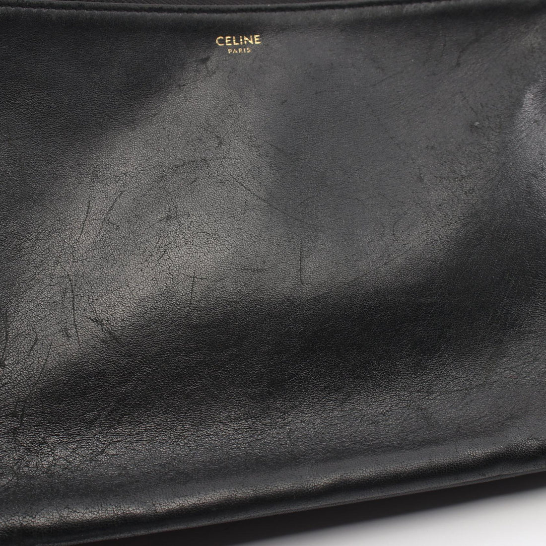 Celine Trio Large Leather Shoulder Bag Black