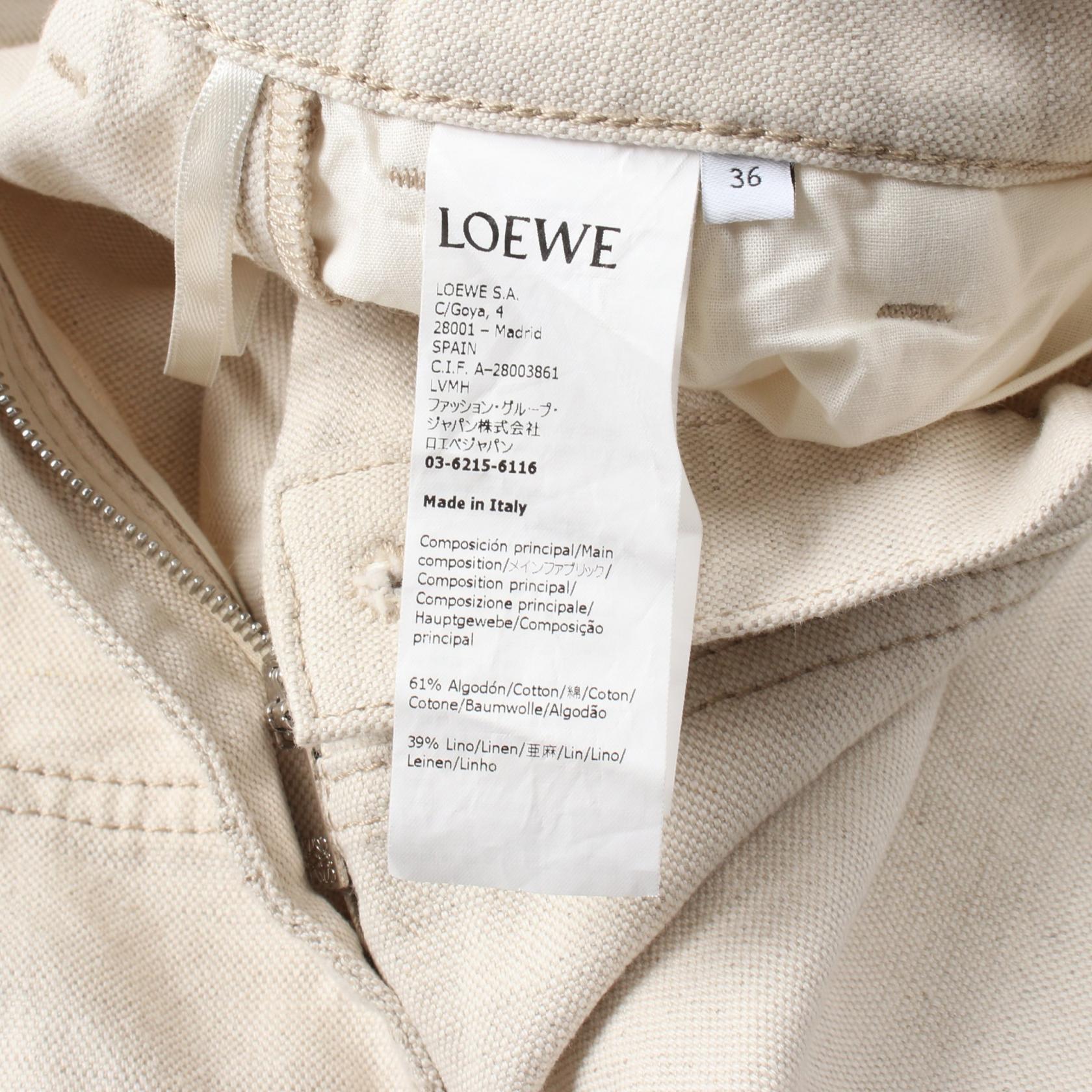 Loewe Cotton Fabric Pants Ivory