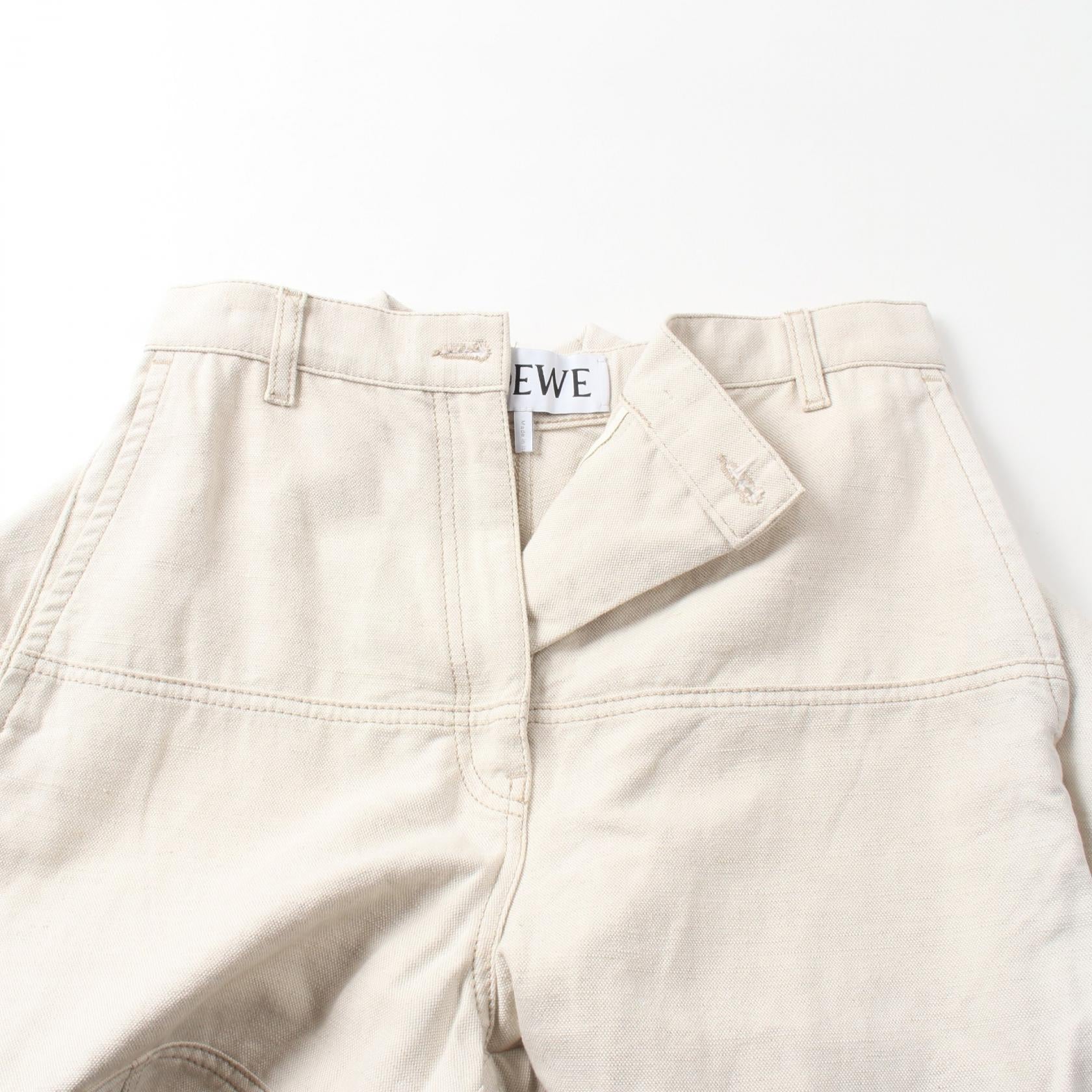 Loewe Cotton Fabric Pants Ivory