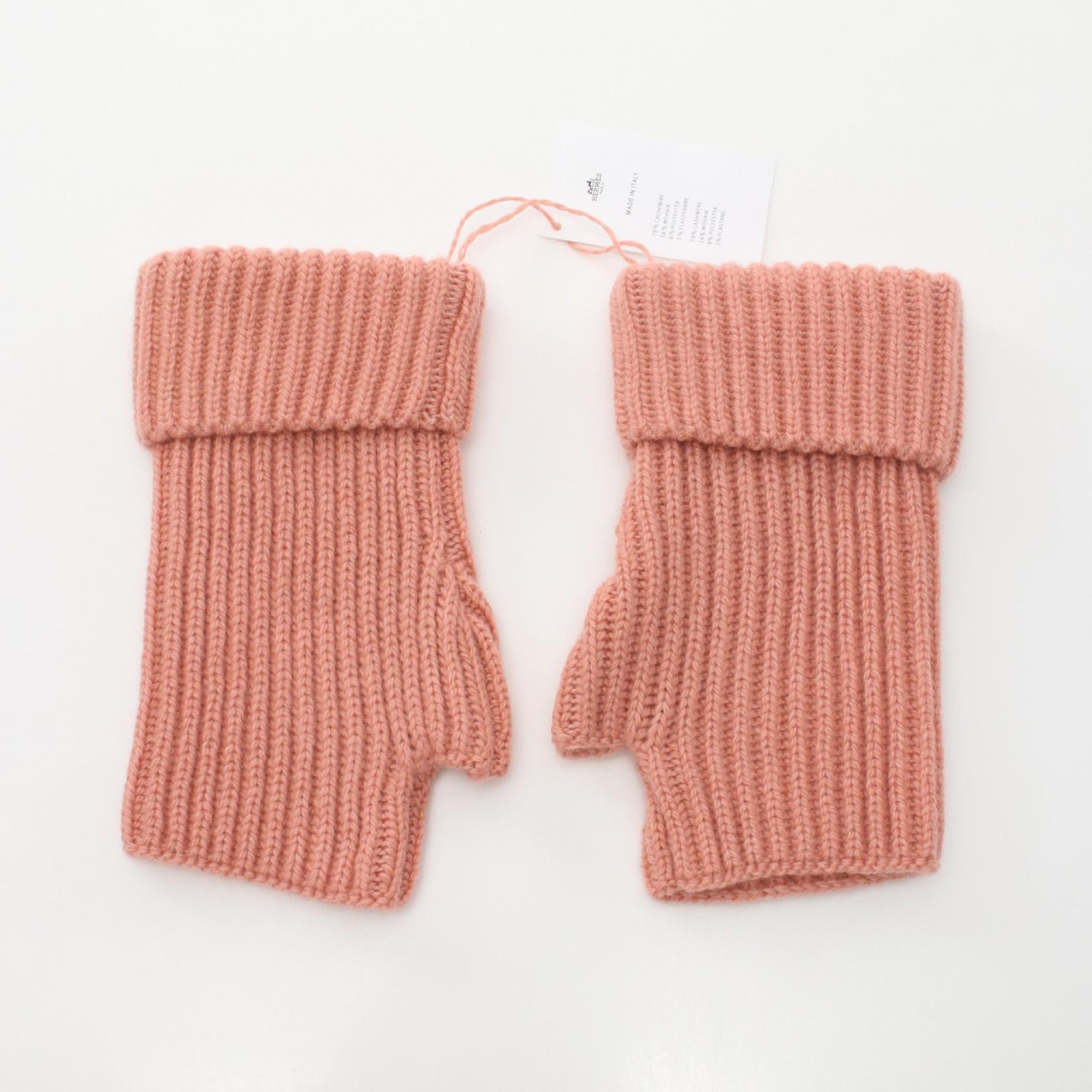 Hermes Cashmere Mohair Gloves Pink