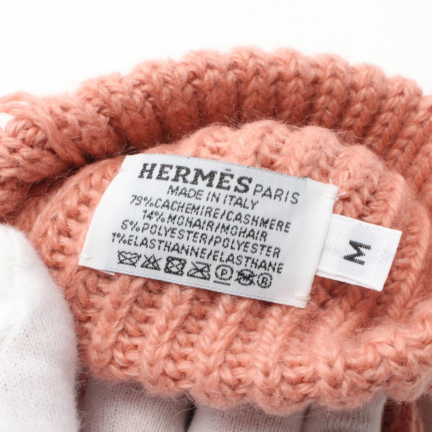 Hermes Cashmere Mohair Gloves Pink