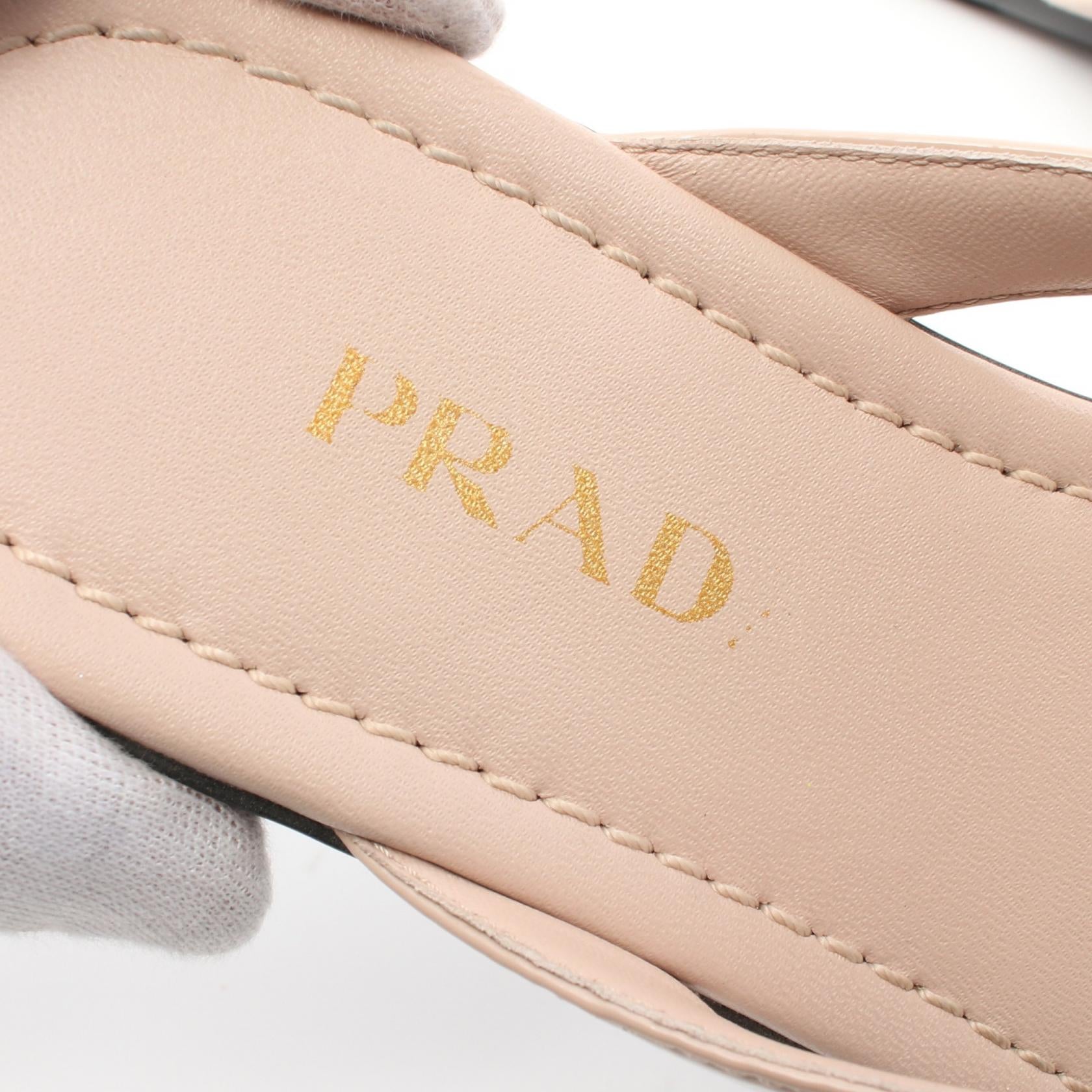 Prada Patent Leather Triangle Logo Sandals