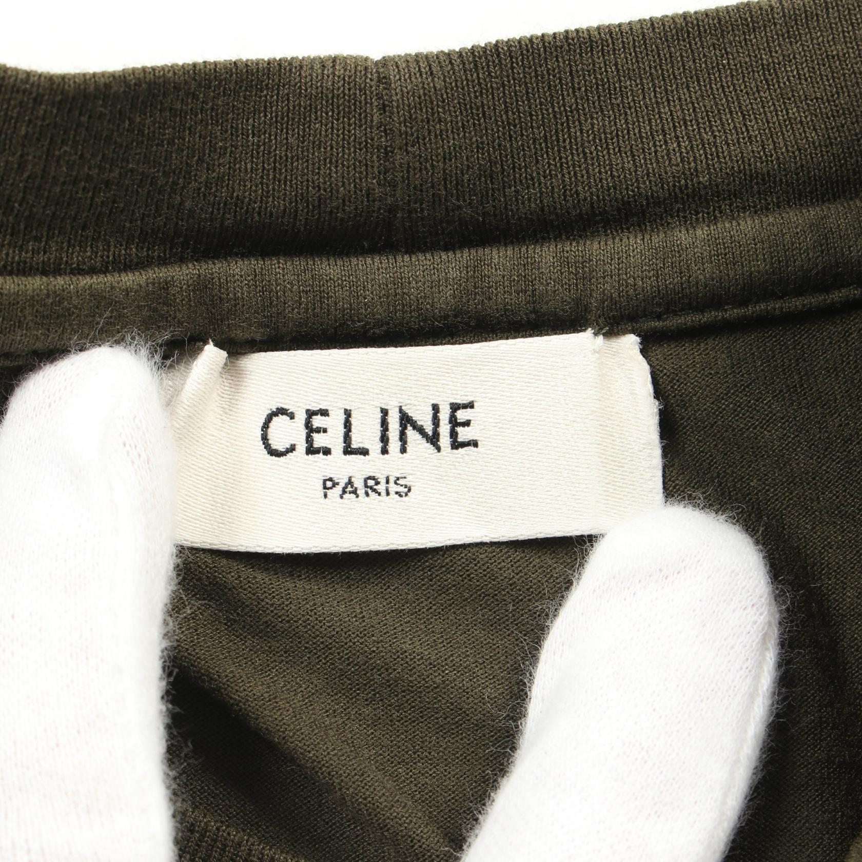 Celine Loose Fit Cotton T-Shirt Khaki