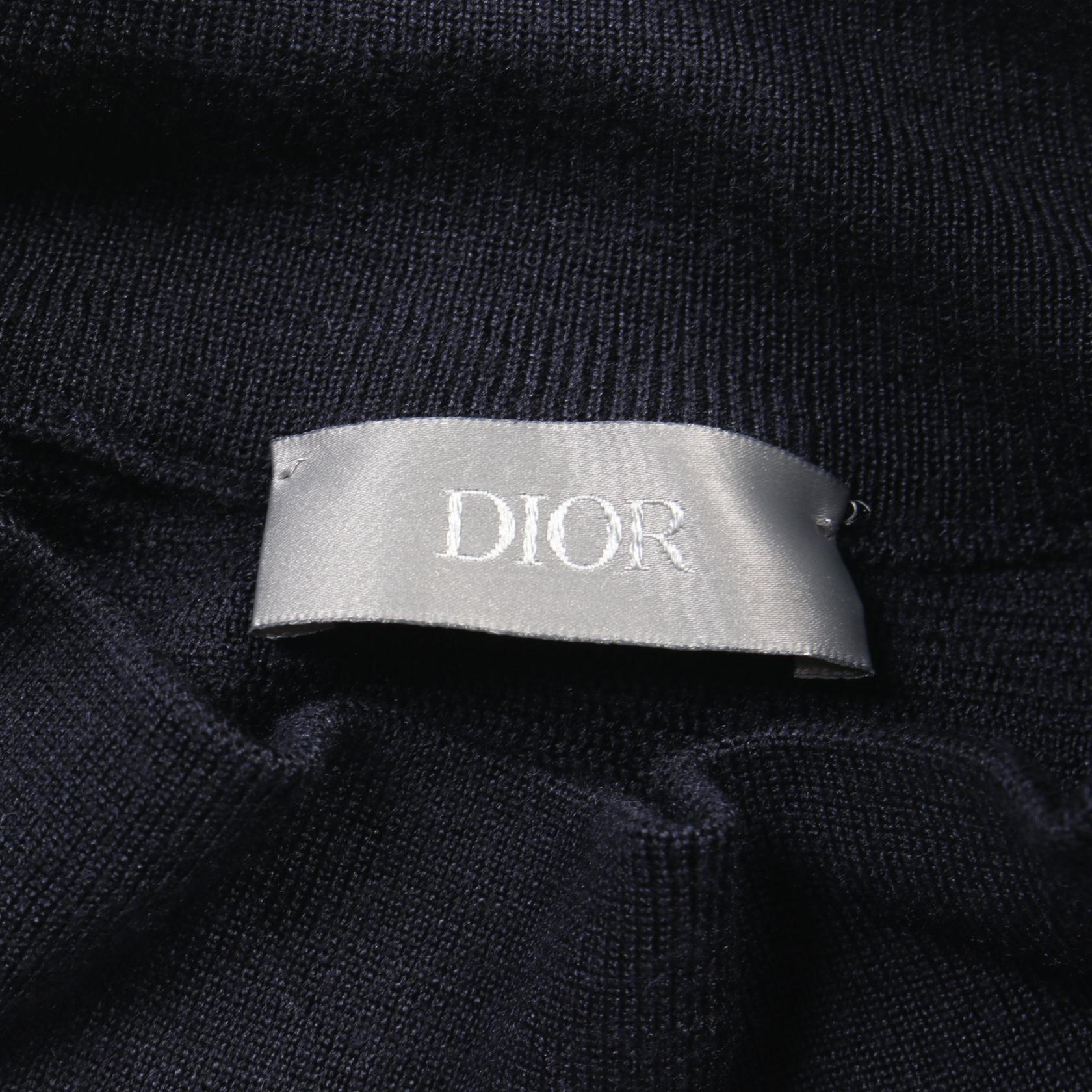 Dior Wool Silk Knit Top Navy Men