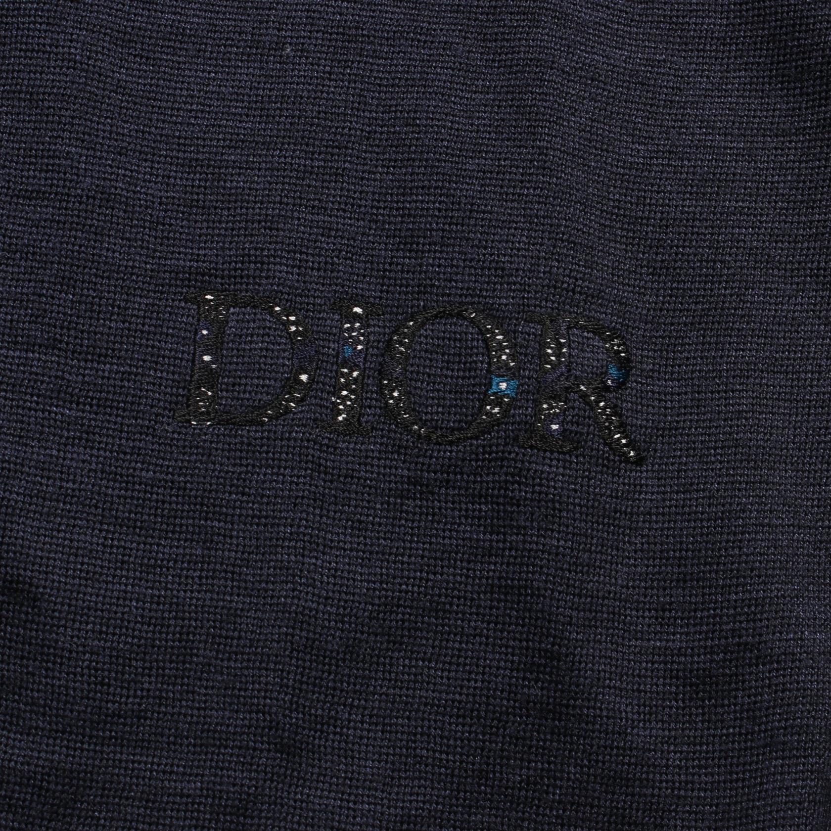 Dior Wool Silk Knit Top Navy Men