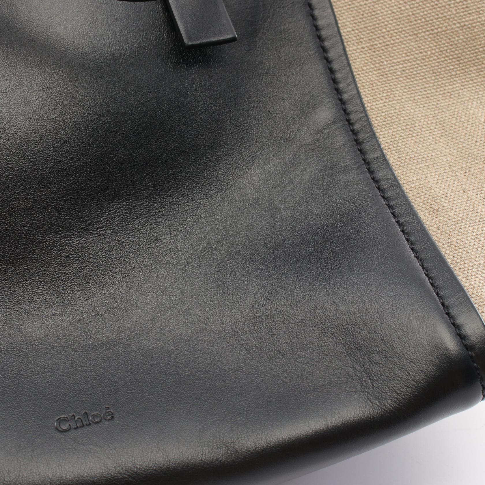 Chloe Leather Tote Bag Black/Beige