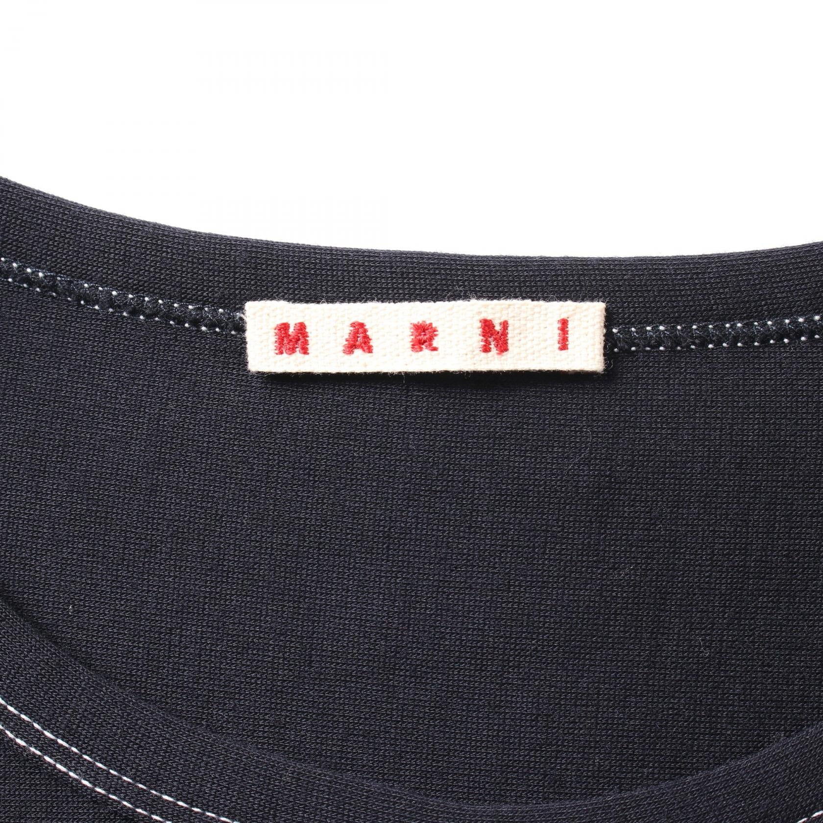 Marni Asymmetrical Pleated Wool Nylon Pullover Top