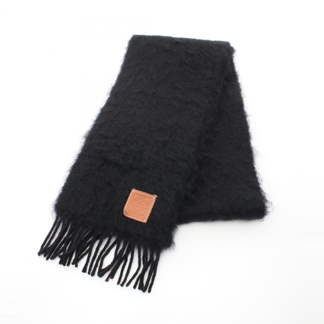 Loewe Wool Mohair Anagram Scarf Black