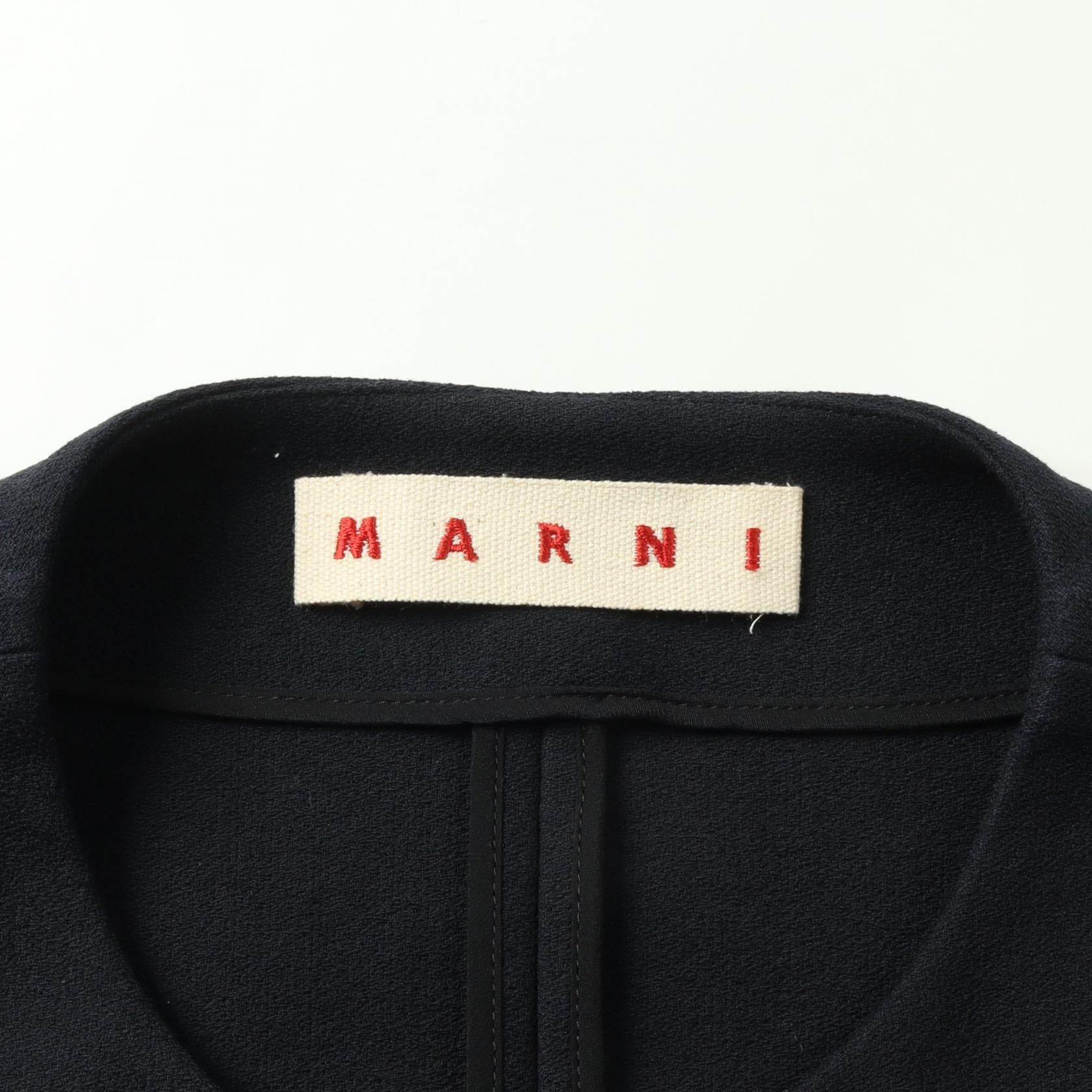 Marni Cotton Collarless Jacket Navy