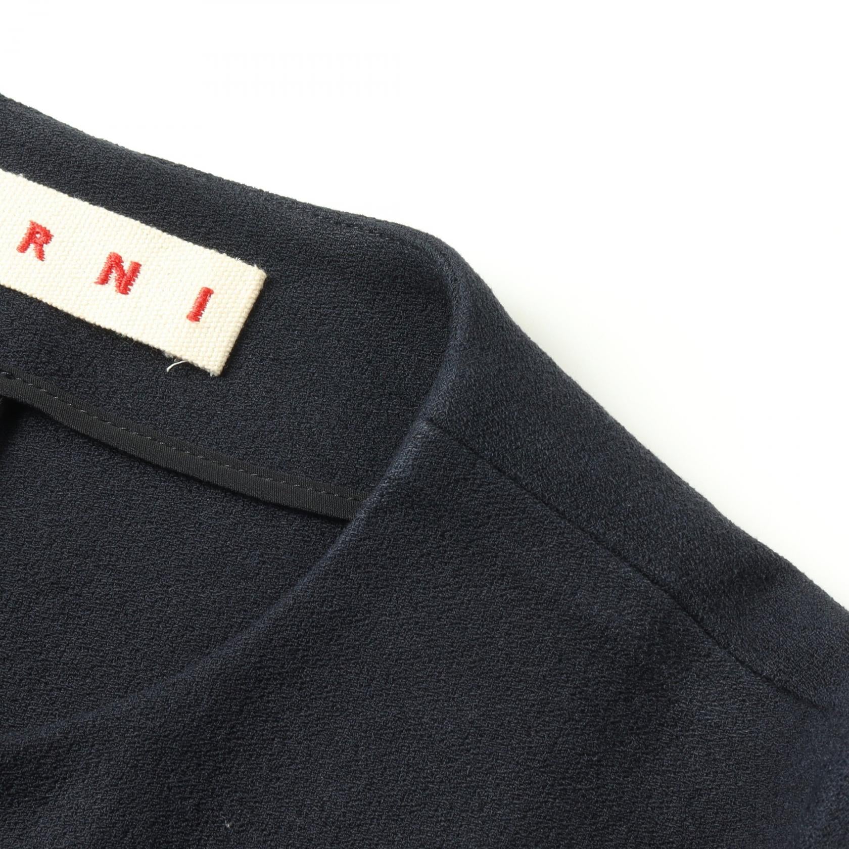 Marni Cotton Collarless Jacket Navy