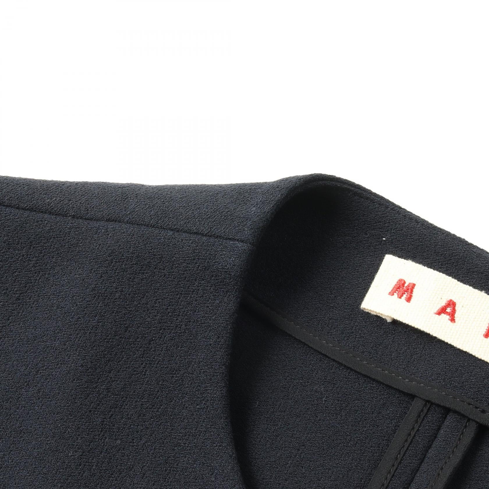 Marni Cotton Collarless Jacket Navy