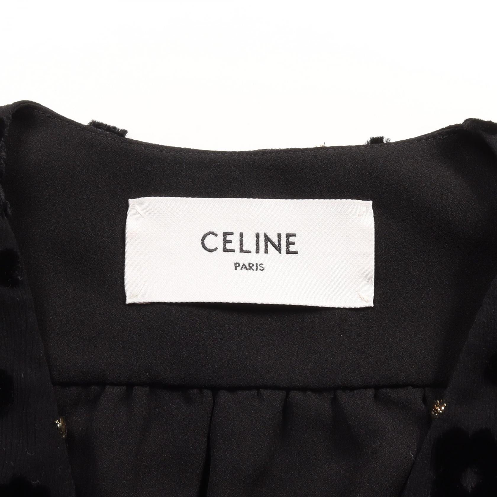 Celine Rayon Silk Babydoll Mini Dress Black