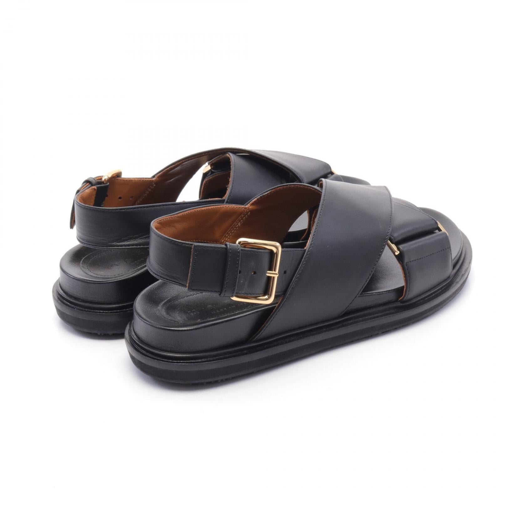 Marni Leather Crisscross Sandals Black