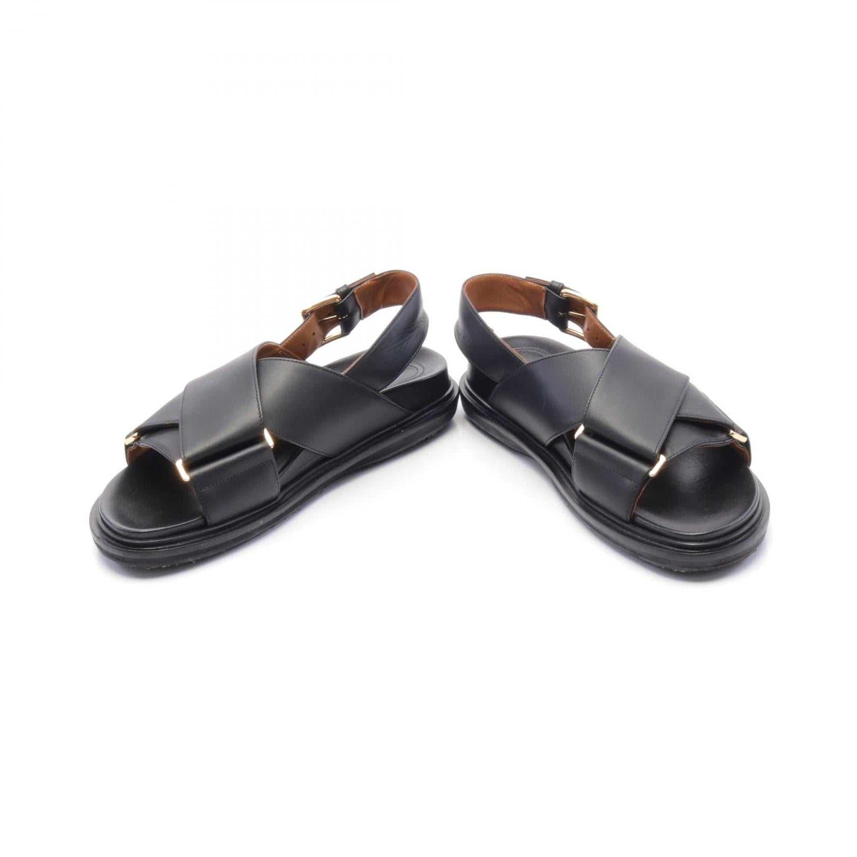 Marni Leather Crisscross Sandals Black