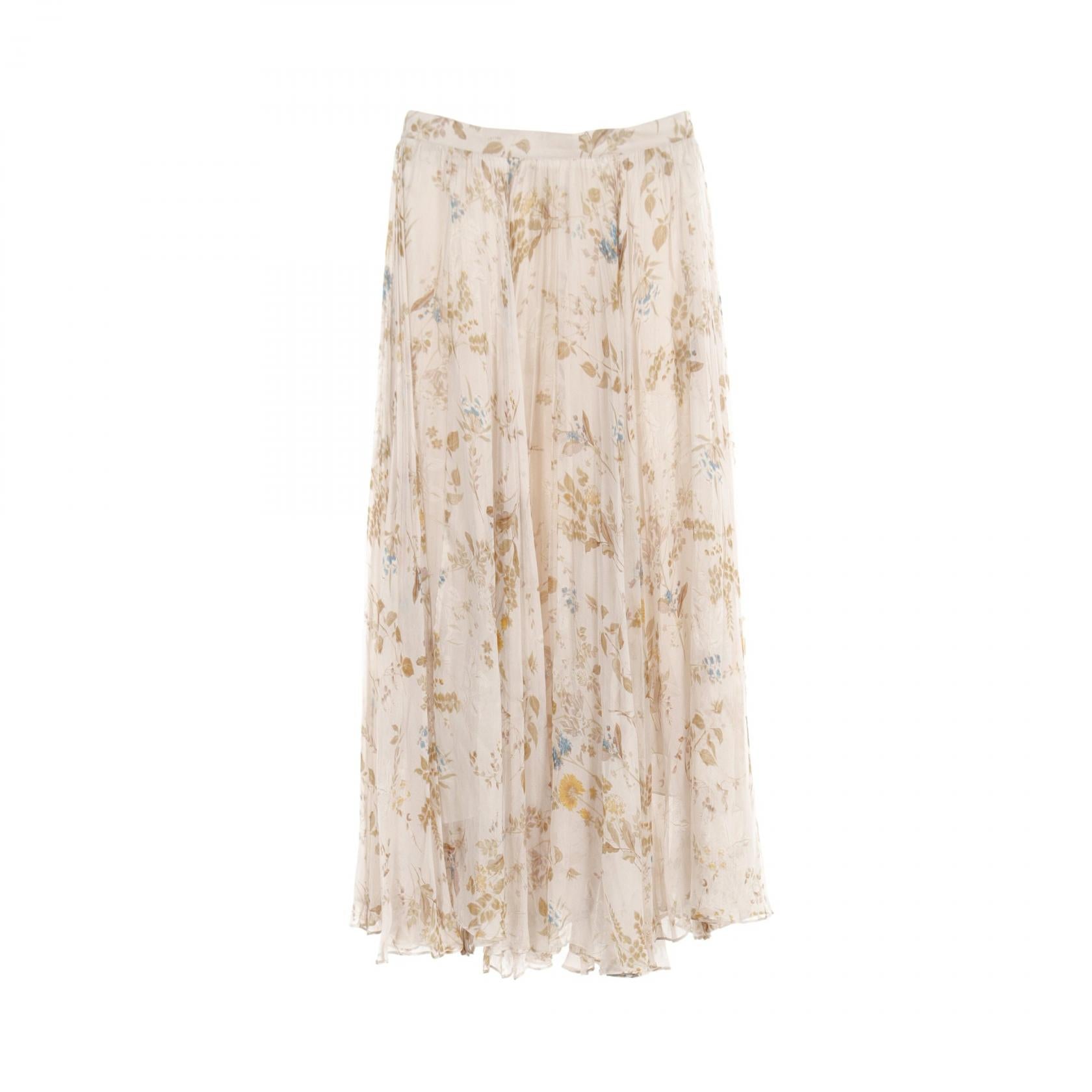 Celine Silk Skirt Beige Multicolor