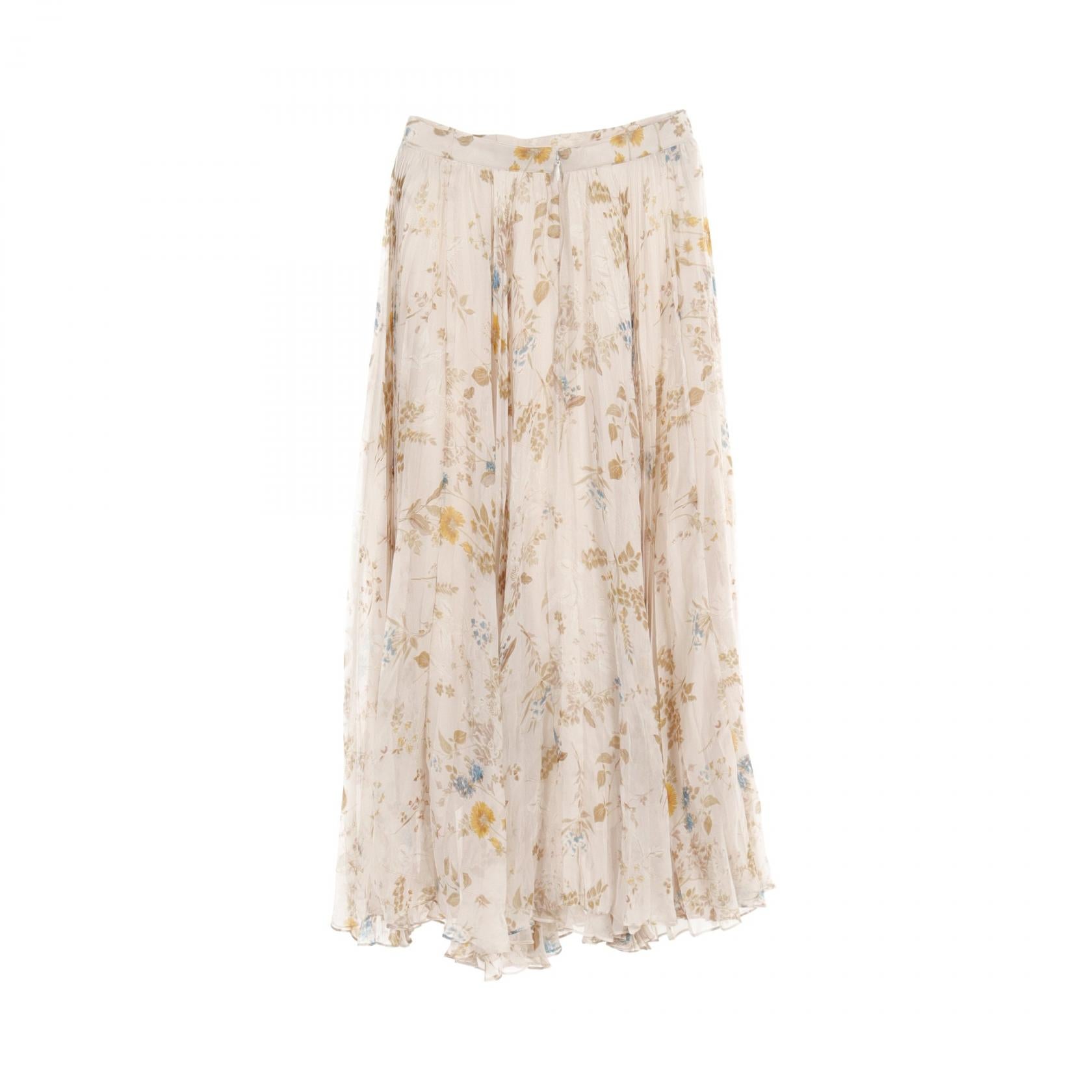 Celine Silk Skirt Beige Multicolor