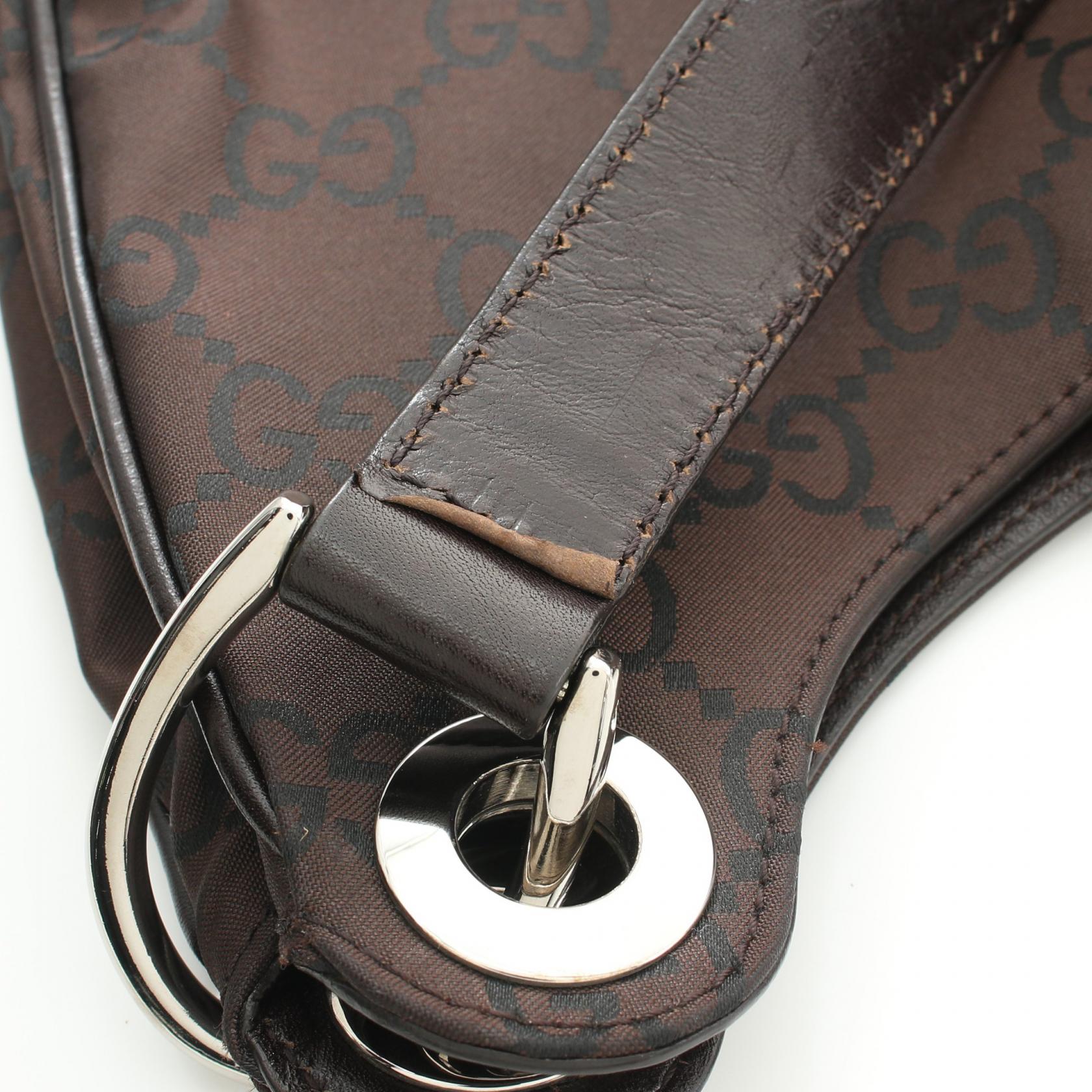 Gucci GG Pattern Shoulder Bag Leather Nylon