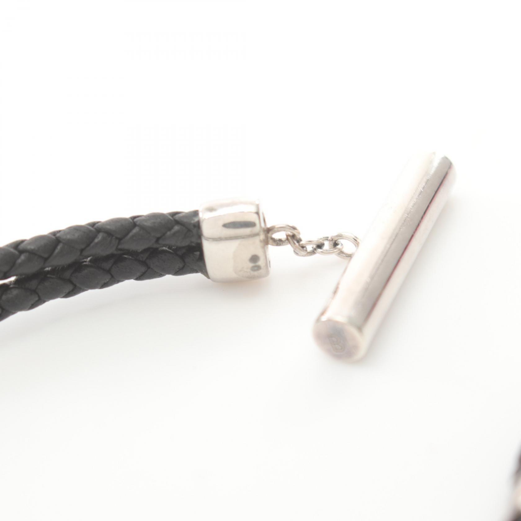 Bottega Veneta Leather Stainless Steel Bracelet