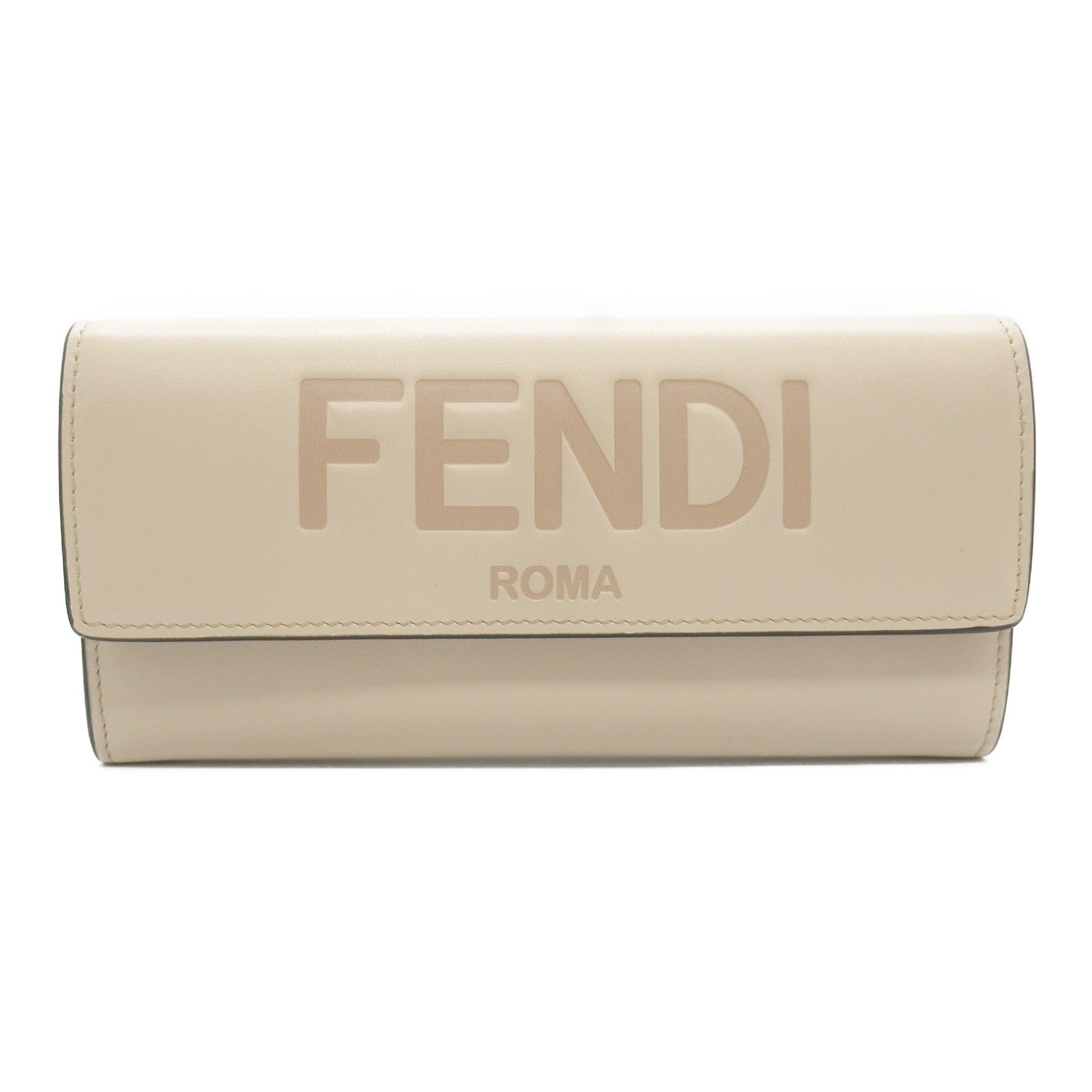 Fendi Leather Zip Long Wallet Beige 8M0251