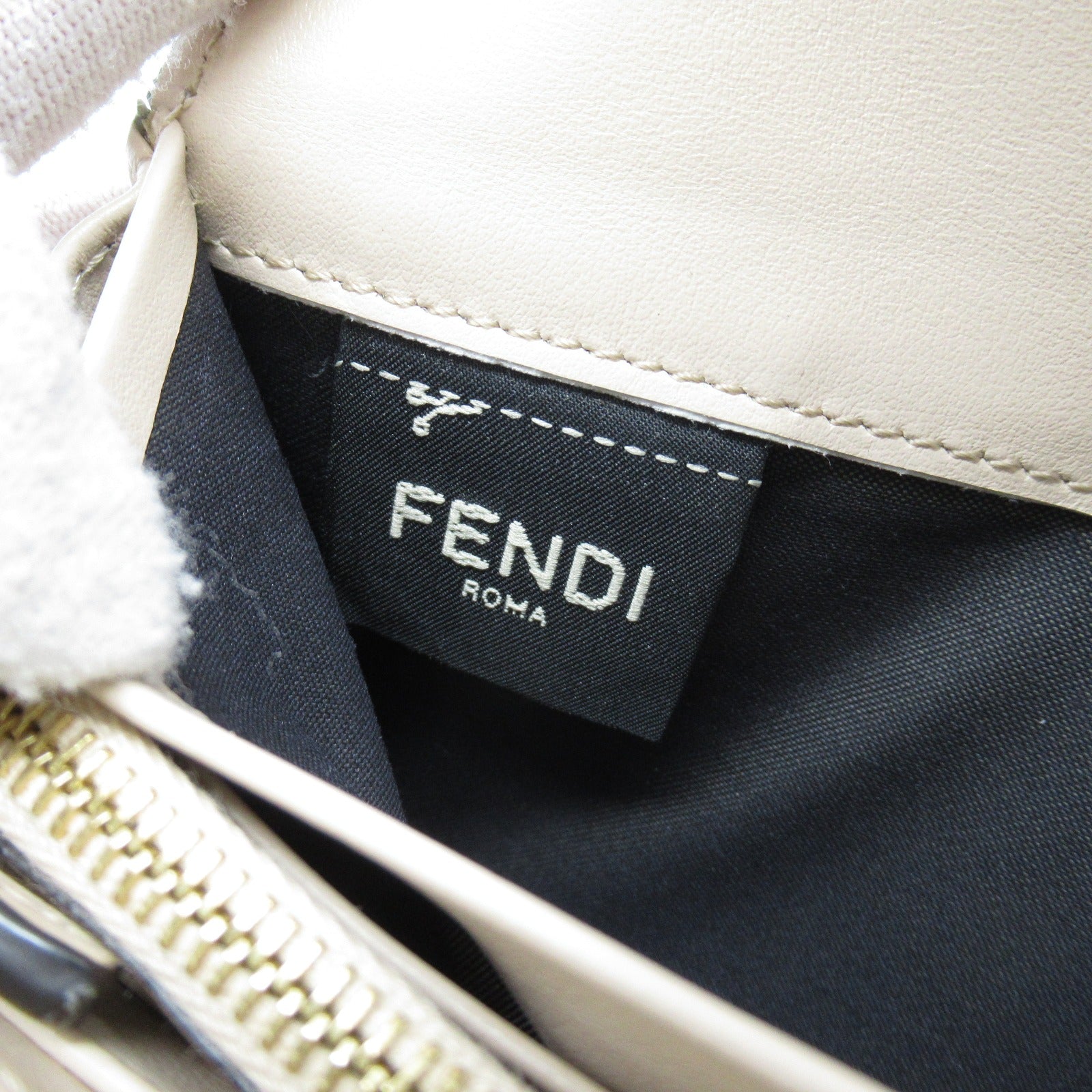 Fendi Leather Zip Long Wallet Beige 8M0251