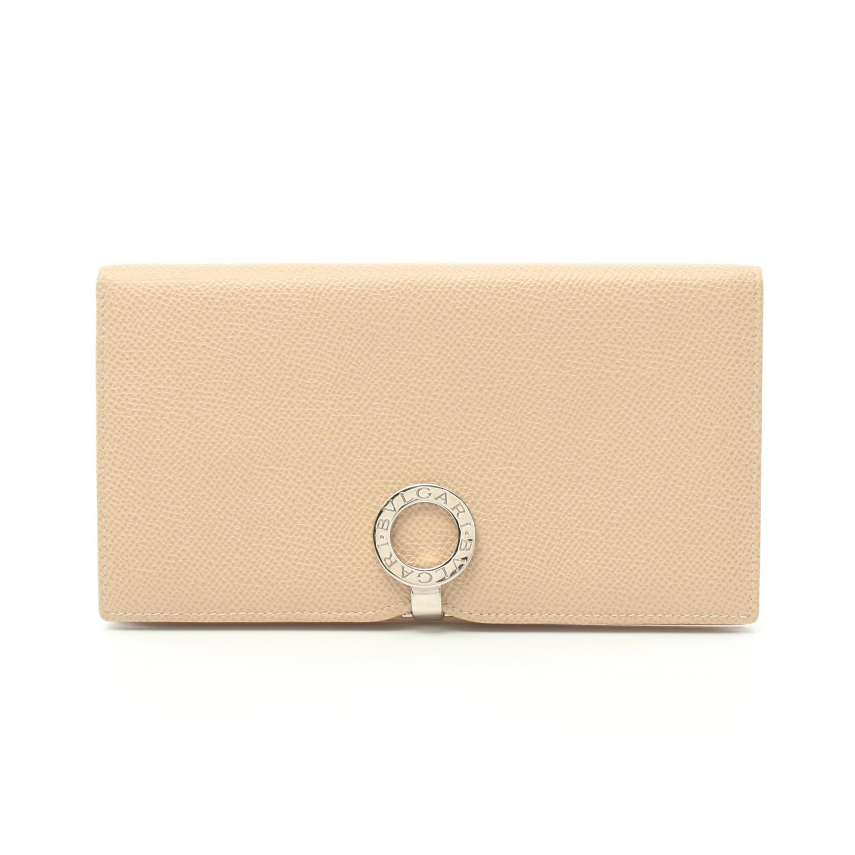 Bvlgari Leather Bifold Wallet Beige