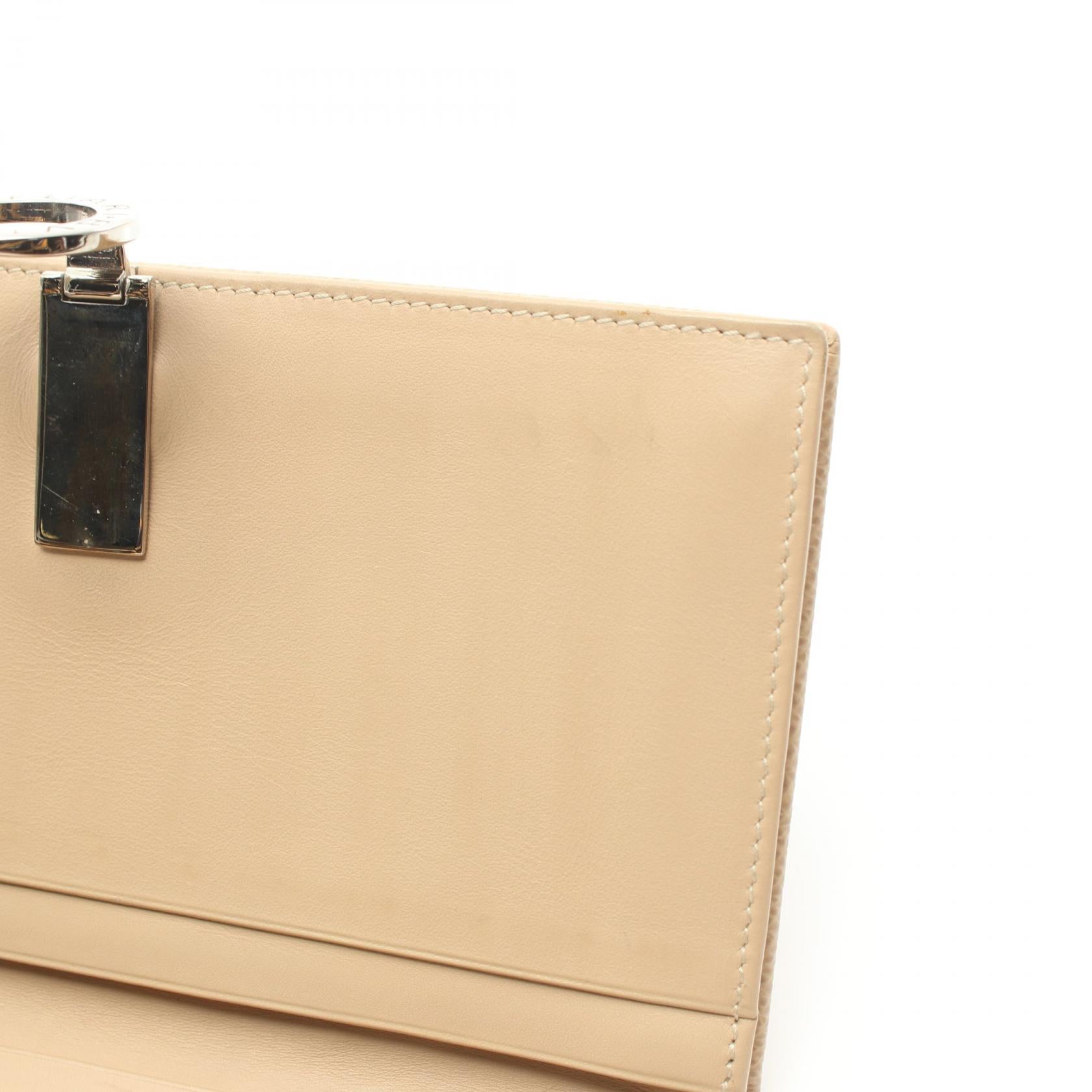 Bvlgari Leather Bifold Wallet Beige