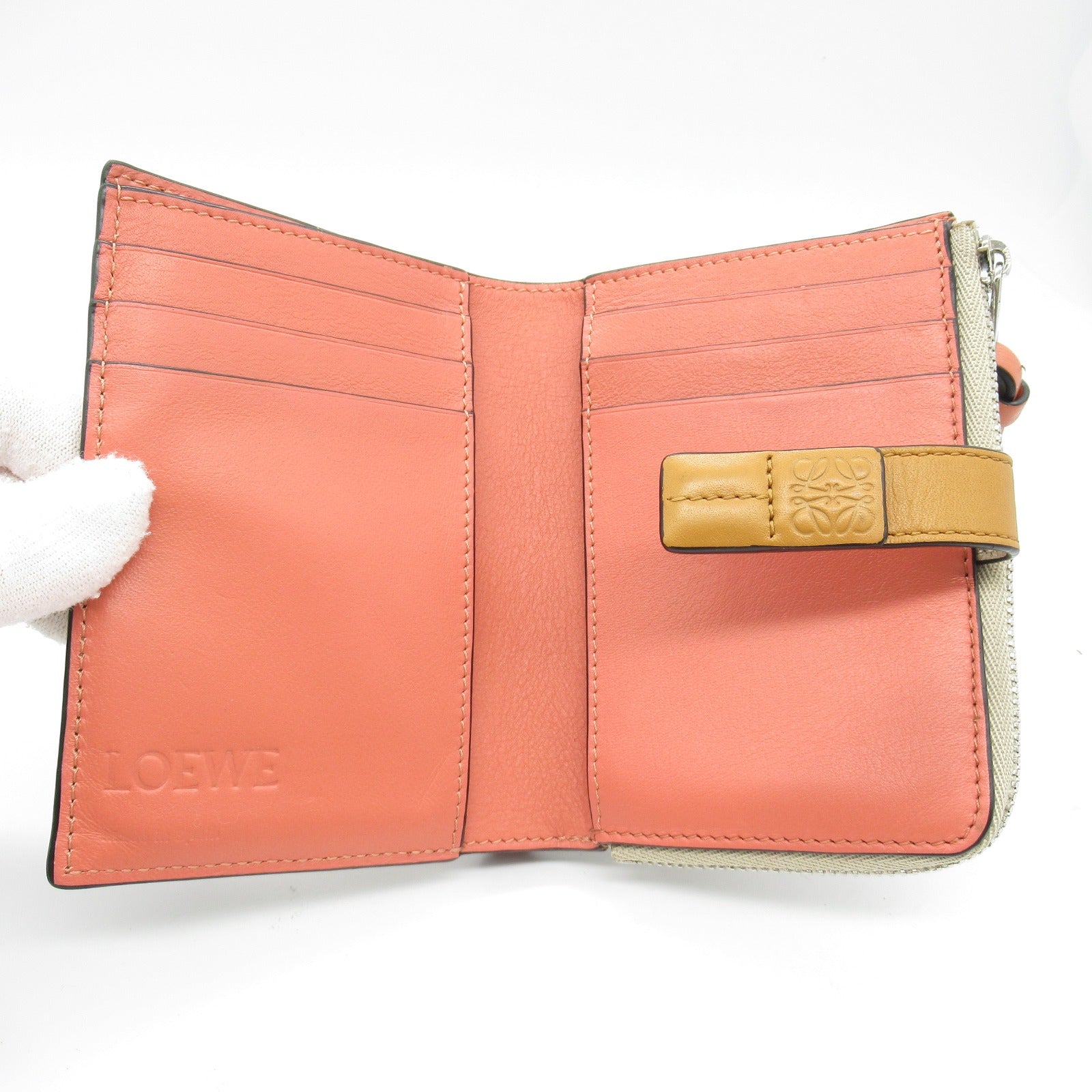 Loewe Slim Zip Bifold Wallet Beige