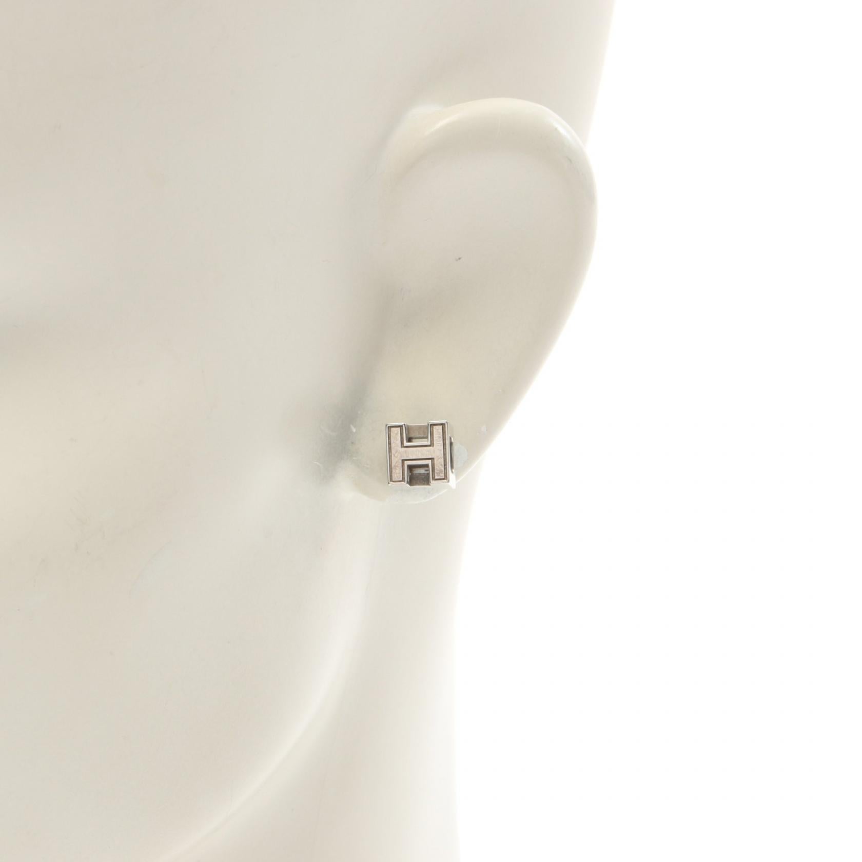 Hermes H Cube Earrings Stainless Steel