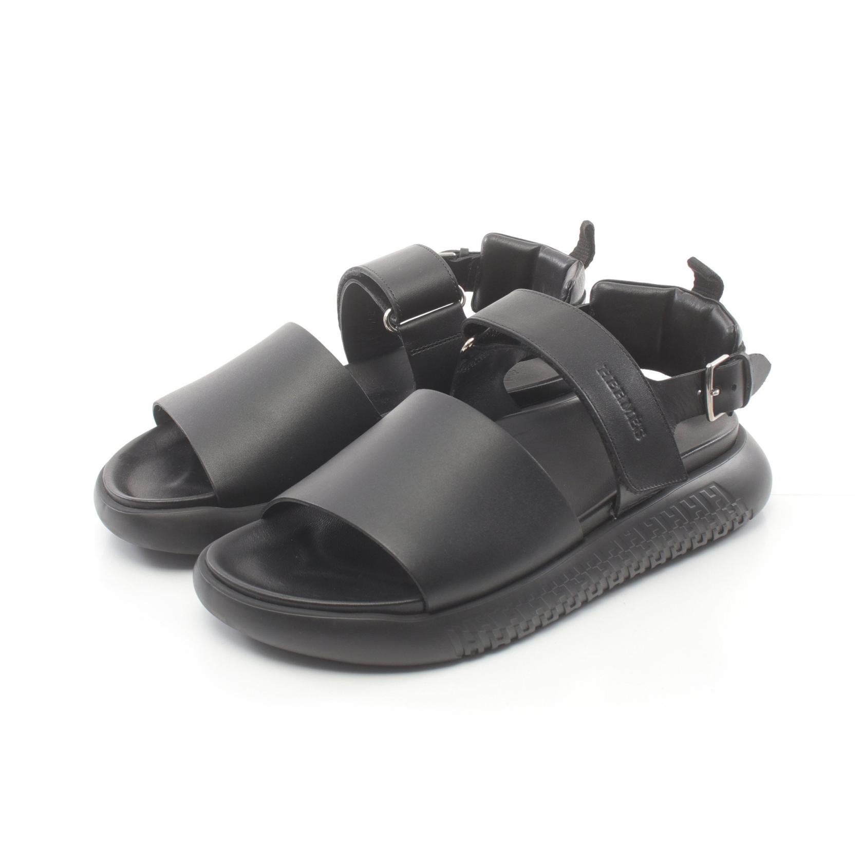 Hermes Archipel Leather Sandals Black