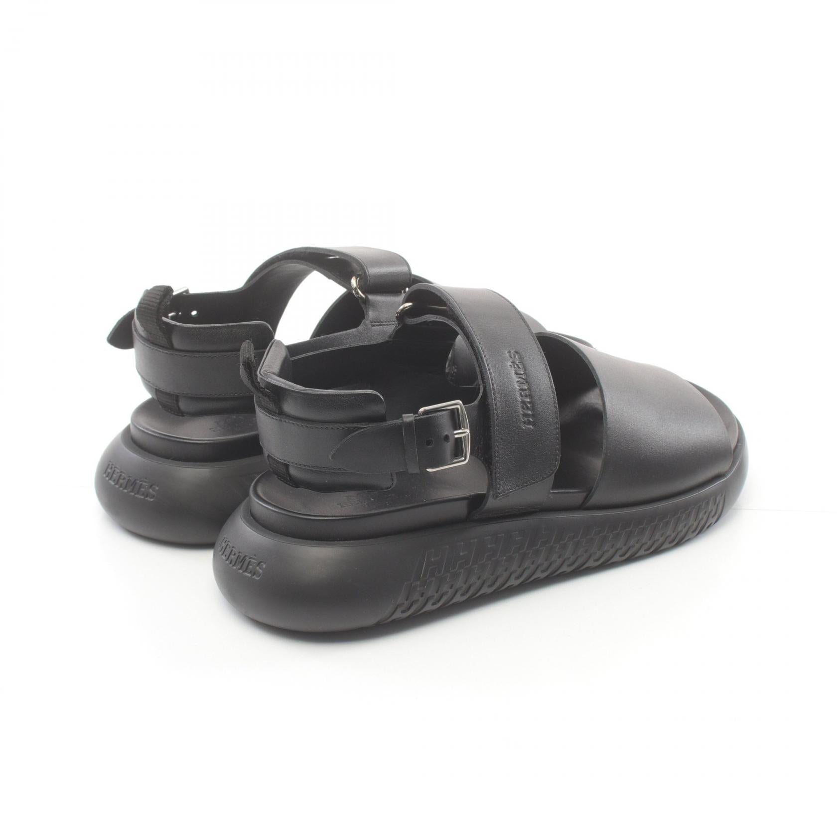 Hermes Archipel Leather Sandals Black