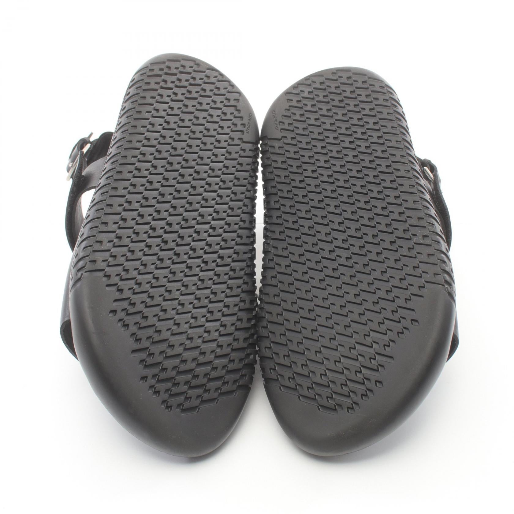 Hermes Archipel Leather Sandals Black