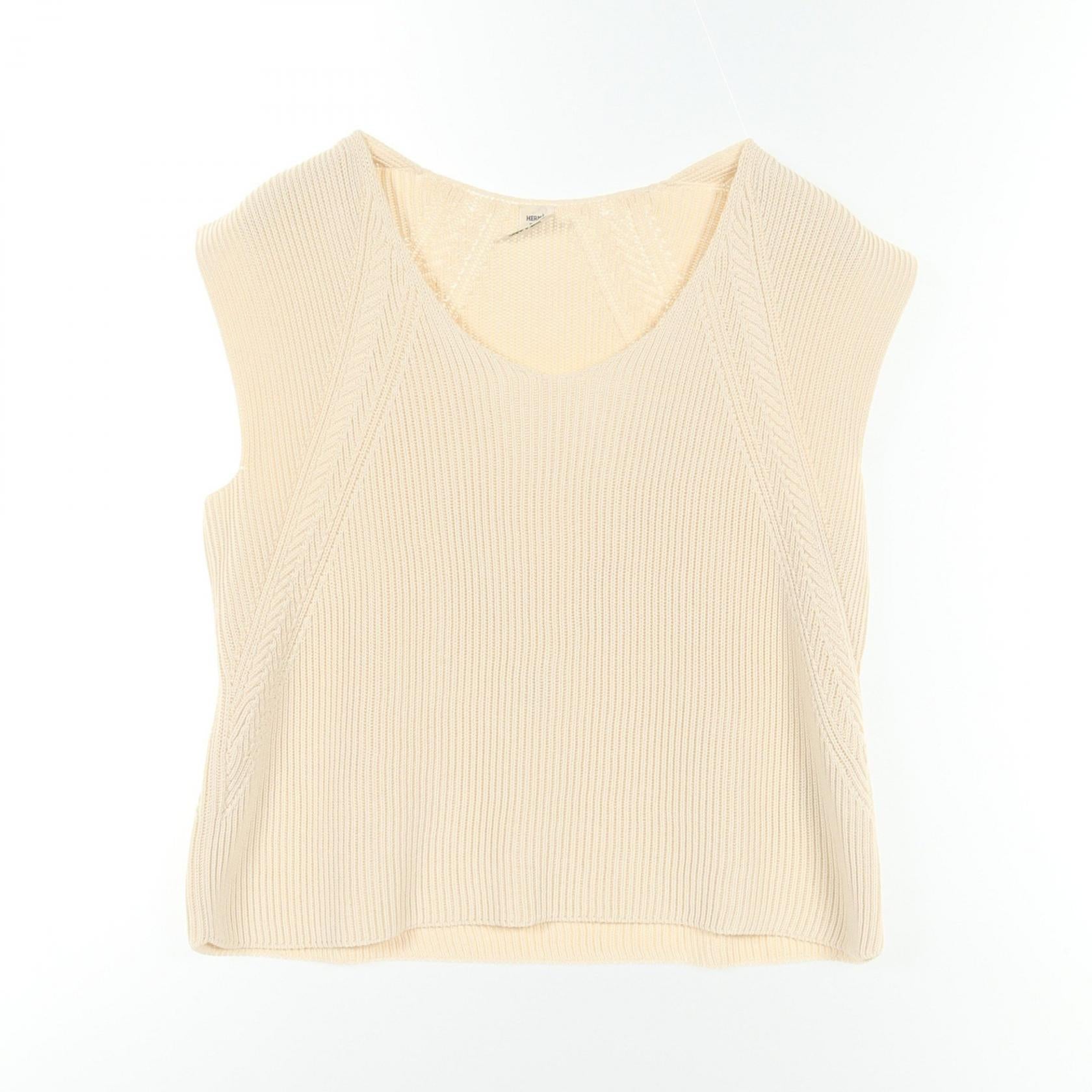 Hermes Rayon Cotton Knit Top Ivory