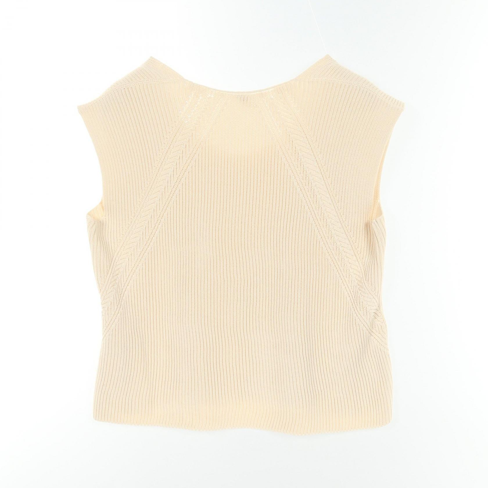 Hermes Rayon Cotton Knit Top Ivory