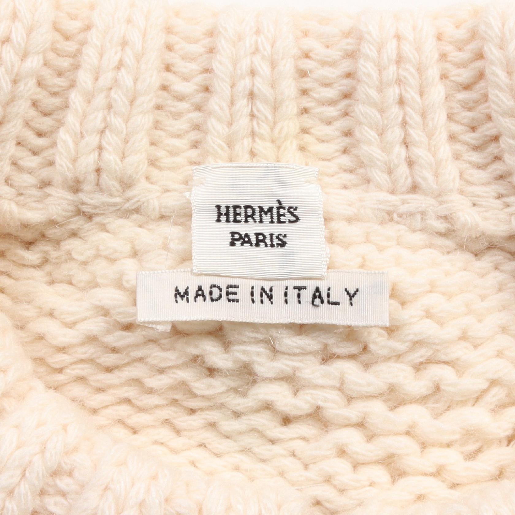 Hermes Wool Cashmere Mohair Cardigan Ivory